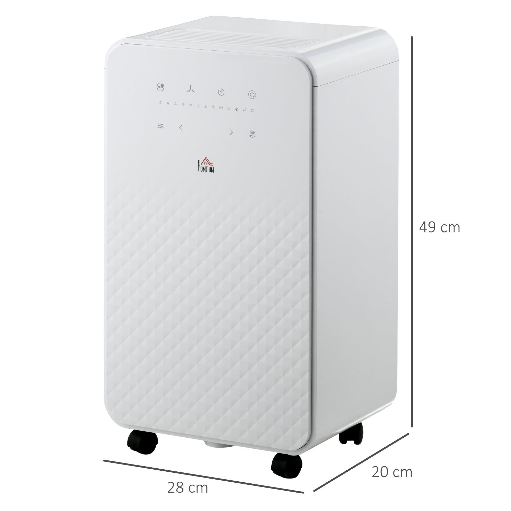HOMCOM 2000mL Portable Dehumidifier with Air Purifier, 24H Timer, 5 Modes, 12L/Day, for Home Laundry, White - North Peak Garden Furniture