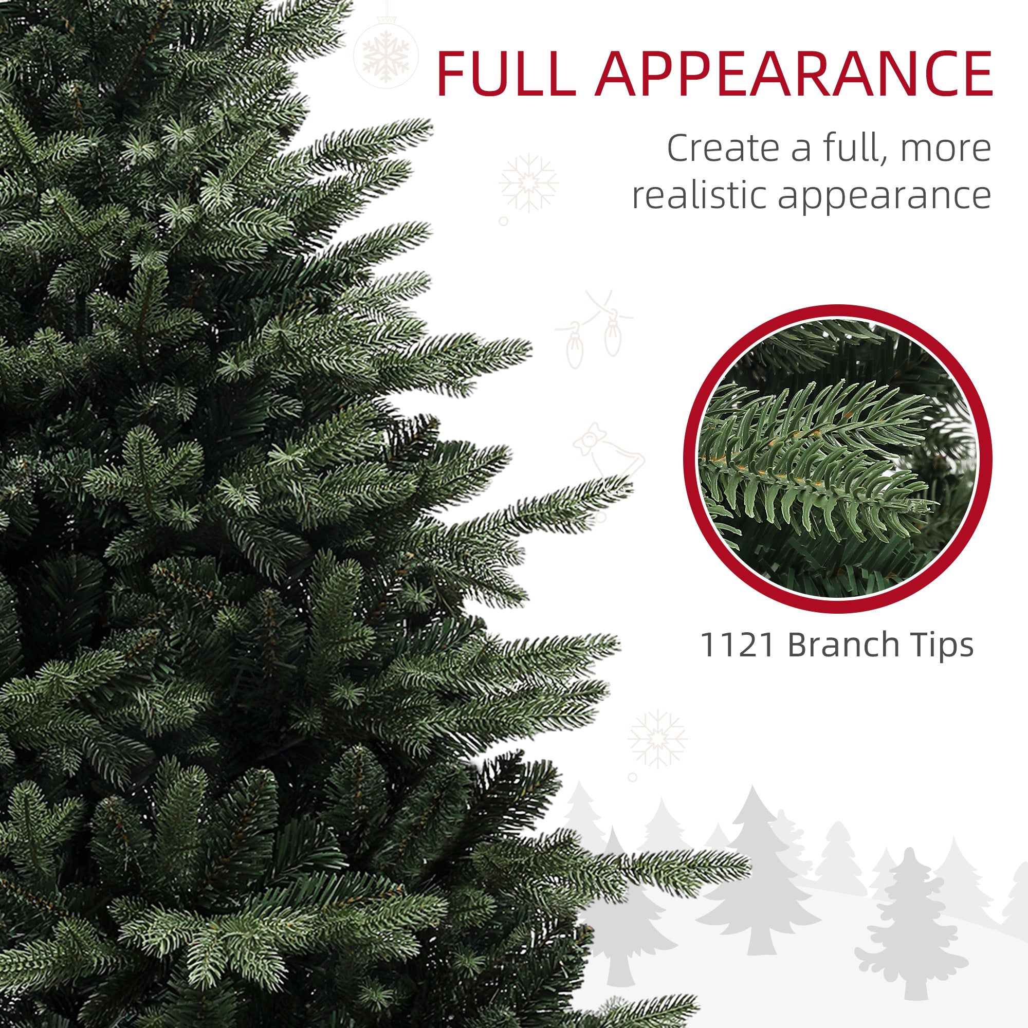 HOMCOM 5ft Artificial Spurce Christmas Tree with 1121 Branch Tips and Foldable Steel Base, Realistic Hinged Xmas Tree, Holiday Décor for Home Office, Green