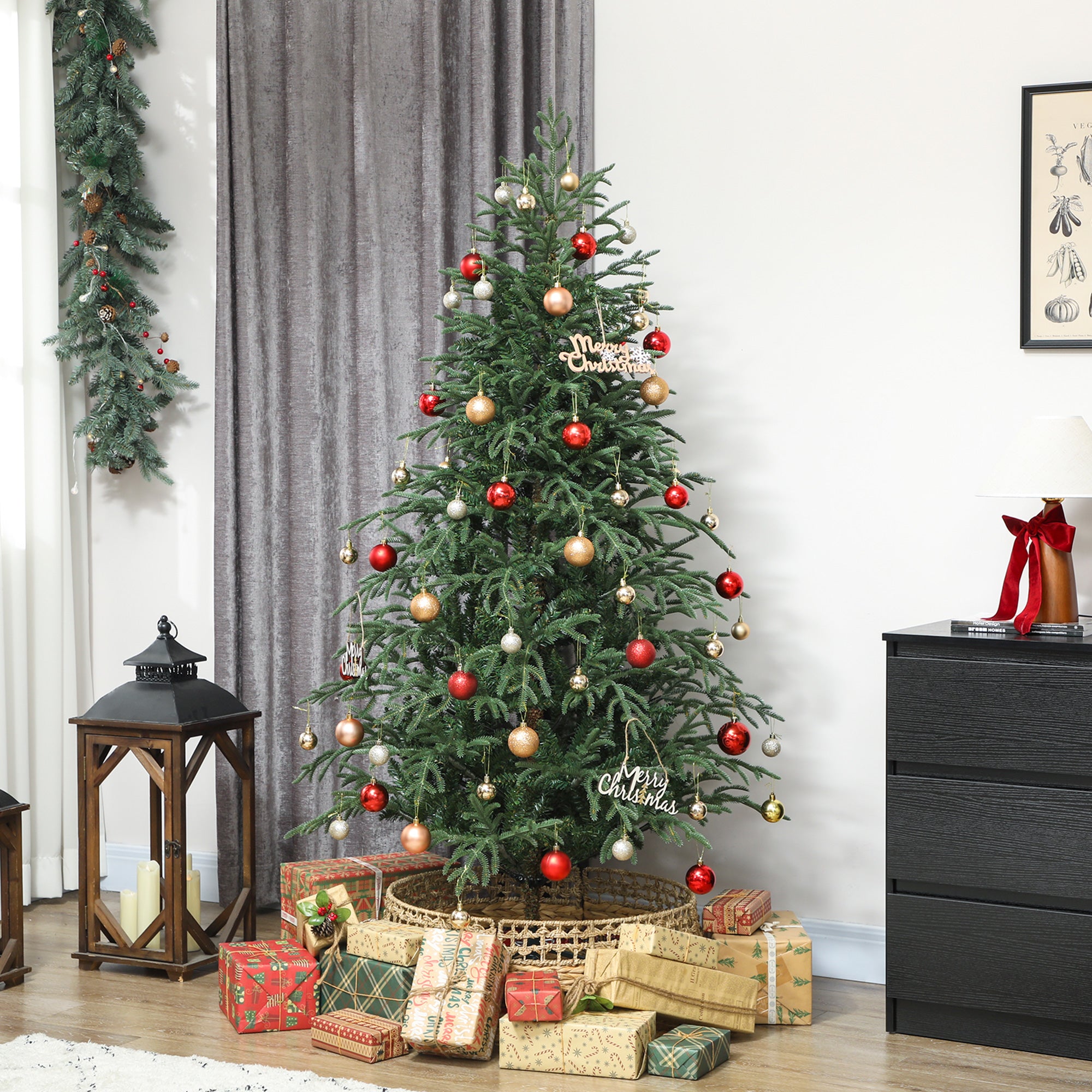 HOMCOM 6 ft Full Spruce Christmas Tree with Realistic Dense Tips, Easy Assembly - Green