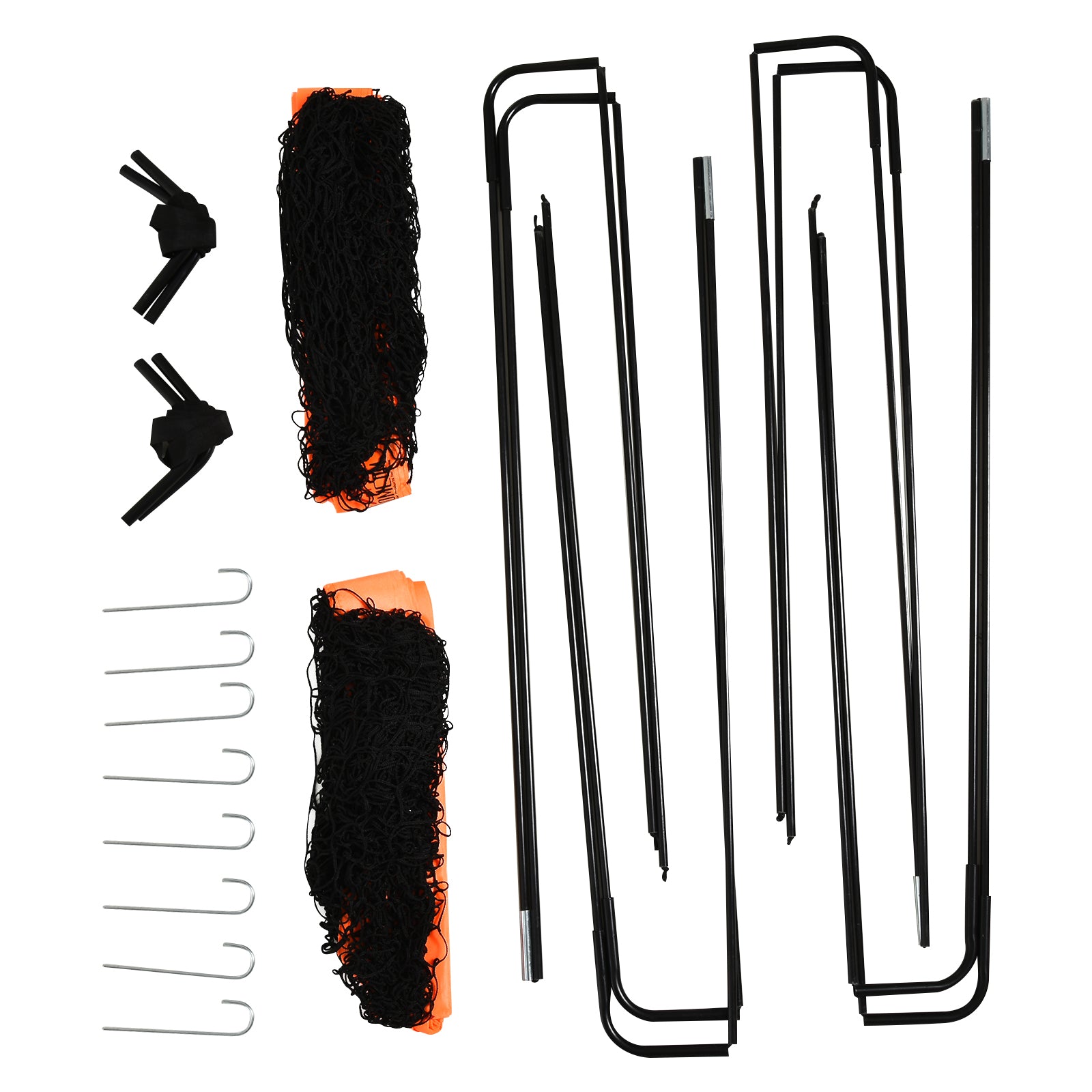 HOMCOM Set of 2 Football Goal Net 6 x 3 ft Foldable Outdoor Sport Training Teens Adults Football with Carrying Bag Orange - North Peak Garden Furniture