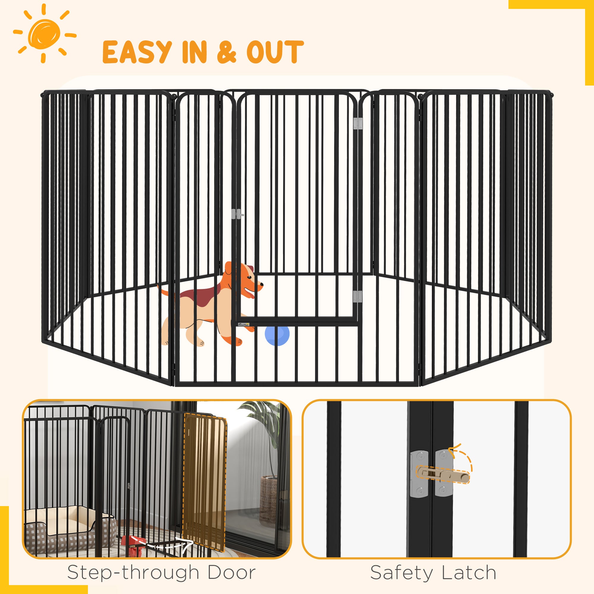 PawHut 100cm 8 Panels Heavy Duty Dog Pen, Pet Playpen for Indoors, Outdoors, Small, Medium, Large Dogs - North Peak Garden Furniture