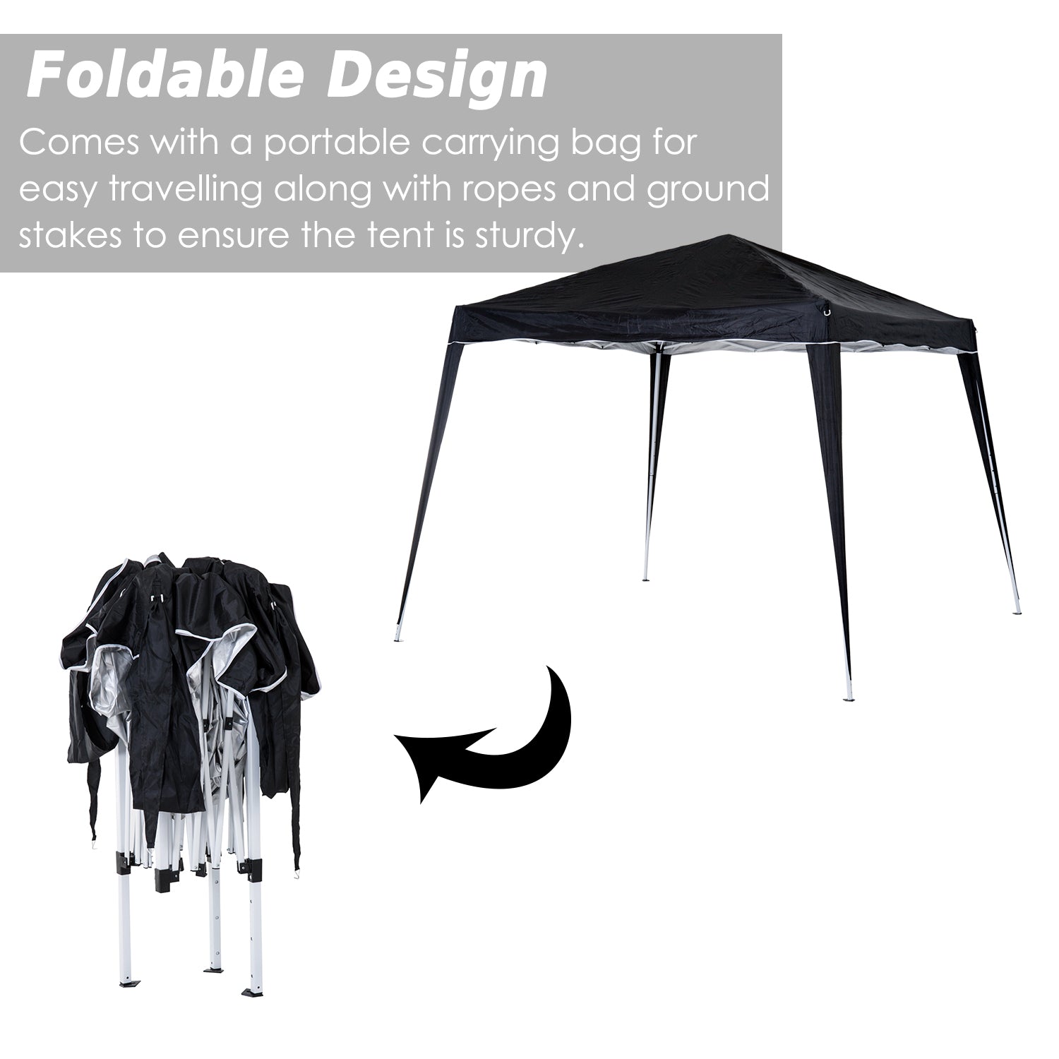 Outsunny Slant Leg Pop Up Gazebo with Carry Bag, Height Adjustable Party Tent Instant Event Shelter for Garden, Patio, 3 M × 3 M Base/ 2.5 M × 2.5 M Top, Black