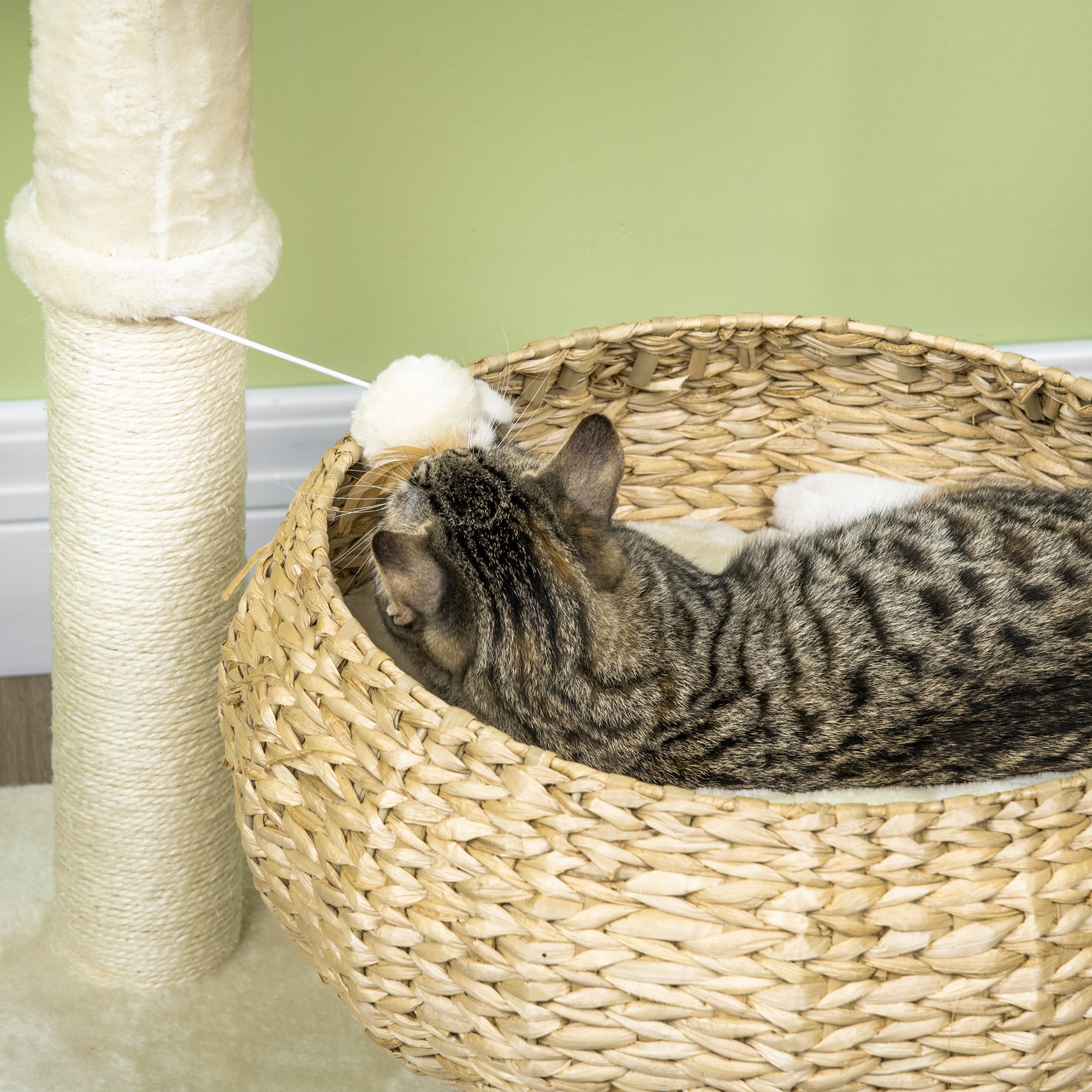 PawHut 72cm Cat Tree Kitten Tower, with Sisal Scratching Post, Two Beds, Toy Ball - North Peak Garden Furniture