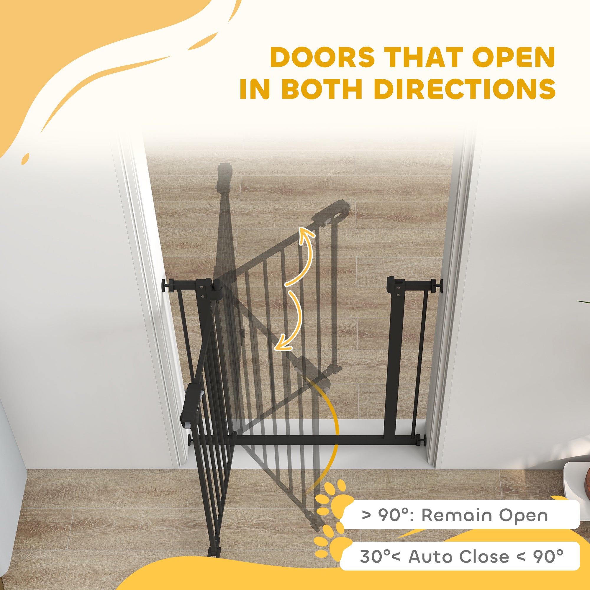 PawHut Metal 74-80cm Wide Adjustable Dog Gate Black