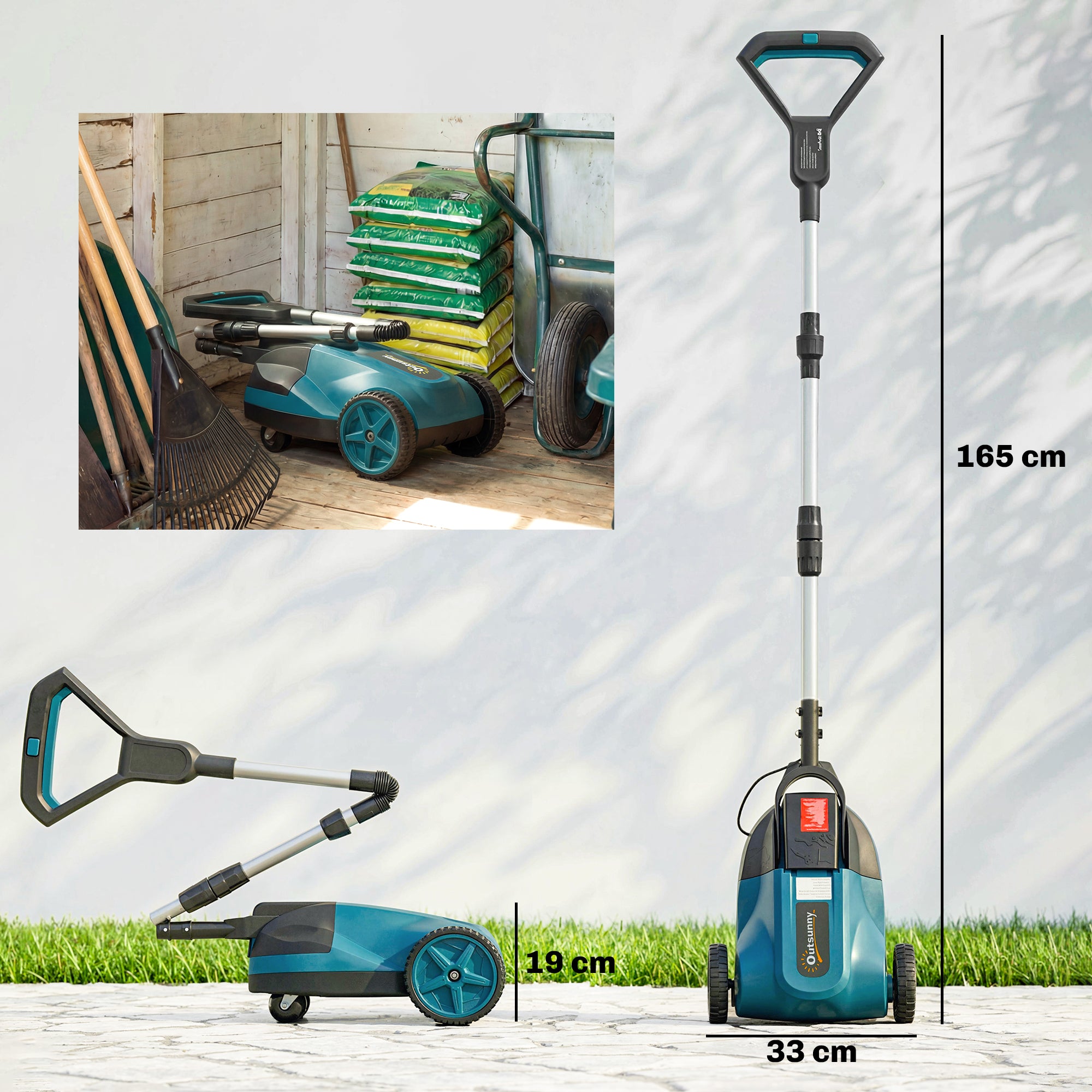 Outsunny 18V Cordless Lawnmower with 2 x 4Ah Batteries & Charger, Battery Lawn Mower with 21cm Cutting Width, 3 Cutting Heights