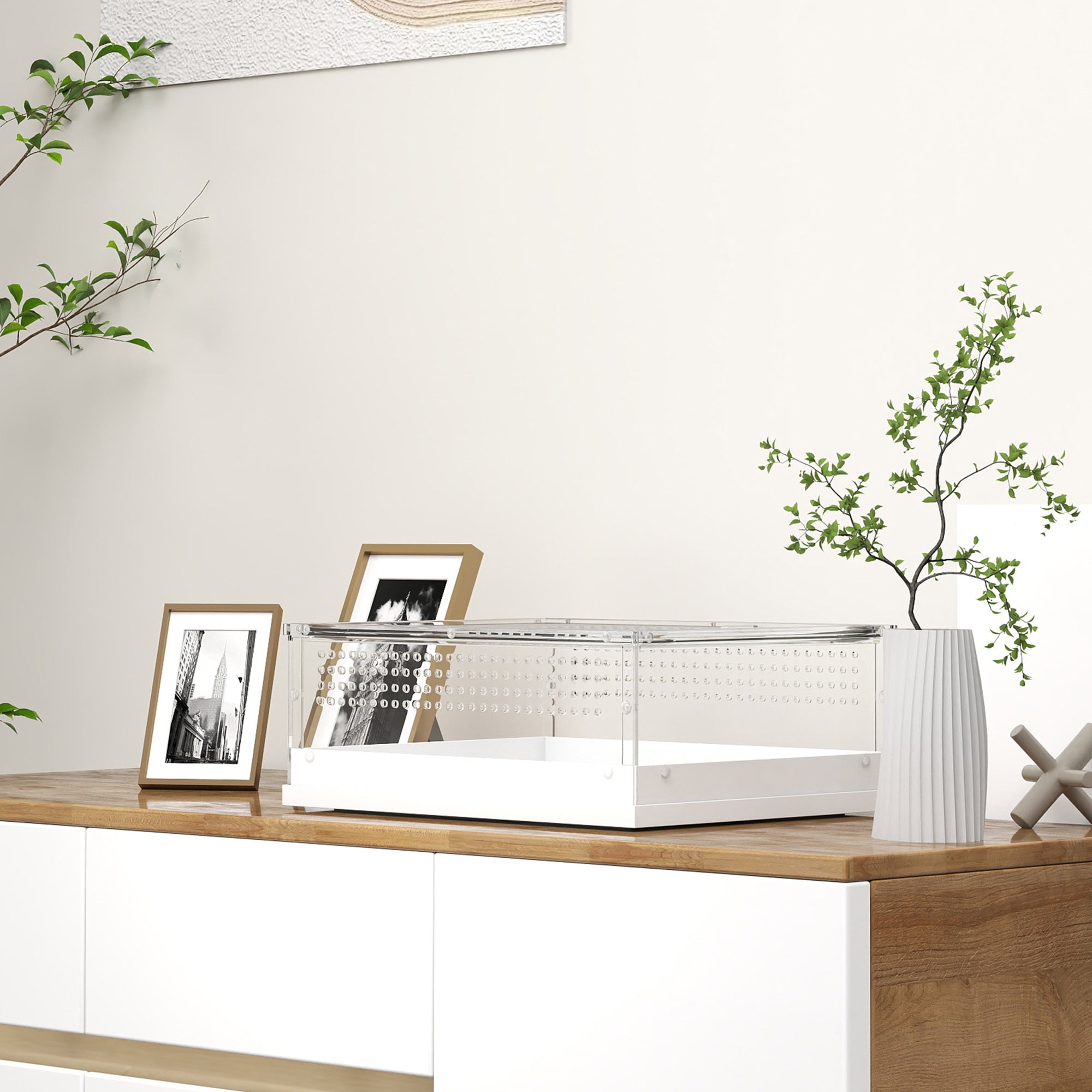 PawHut Acrylic Reptile Terrarium with Top Sliding Door, Vents,  for Snake, Frog, Spider, Gecko, Tarantula, 40 x 30 x 15 cm