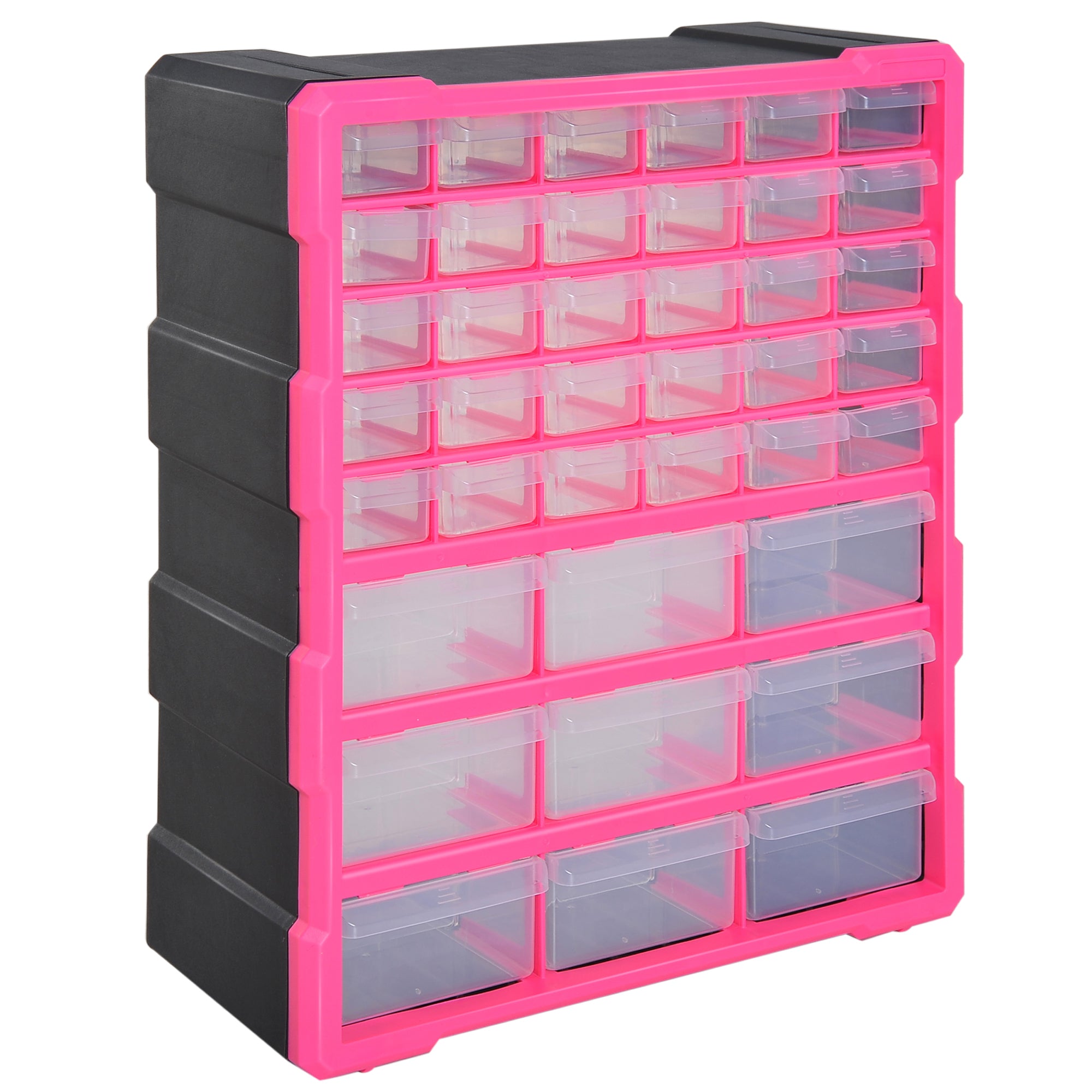 DURHAND Organiser Cabinet: 39 Drawer Plastic Storage Unit for Small Parts, Rose Red