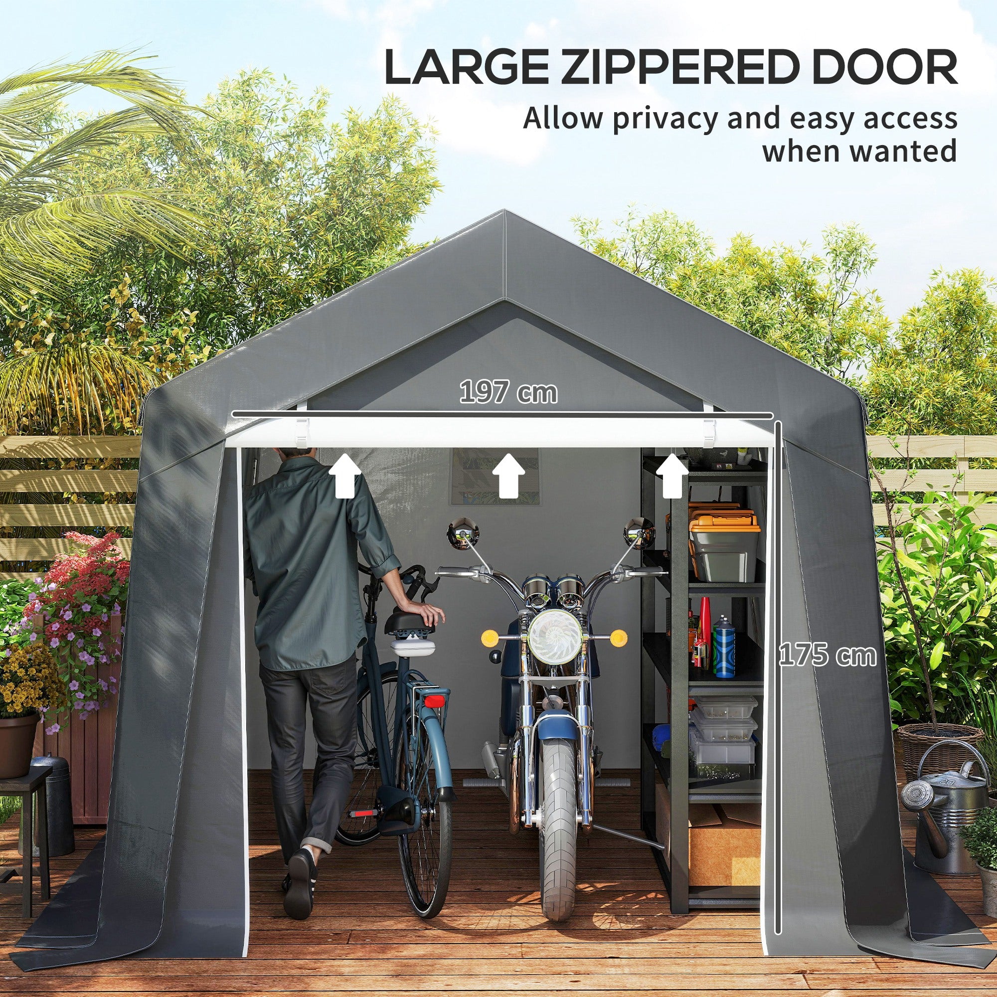 Outsunny 3.6 x 2.1m Portable Outdoor Shed, with Window - Dark Grey