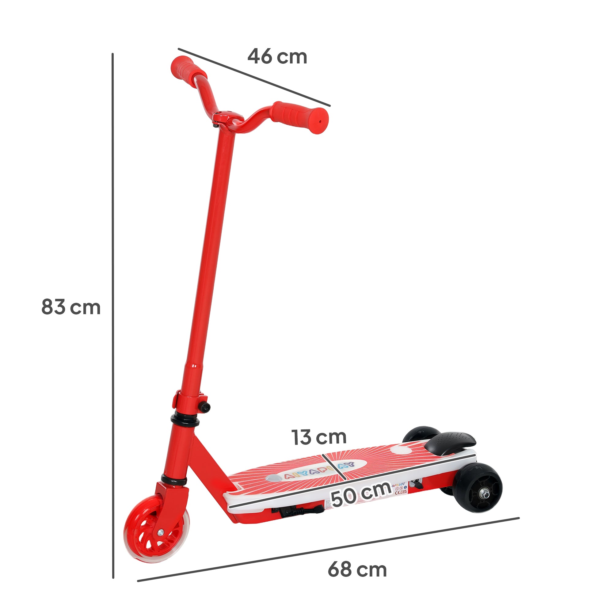 AIYAPLAY Electric Scooter for Kids Ages 4-7, with Auxiliary Rear Wheels, Flashing LED Light and Electric Brake, Kids Electric Scooter for Boys Girls, 6 KM/H & 8 KM, Red - North Peak Garden Furniture