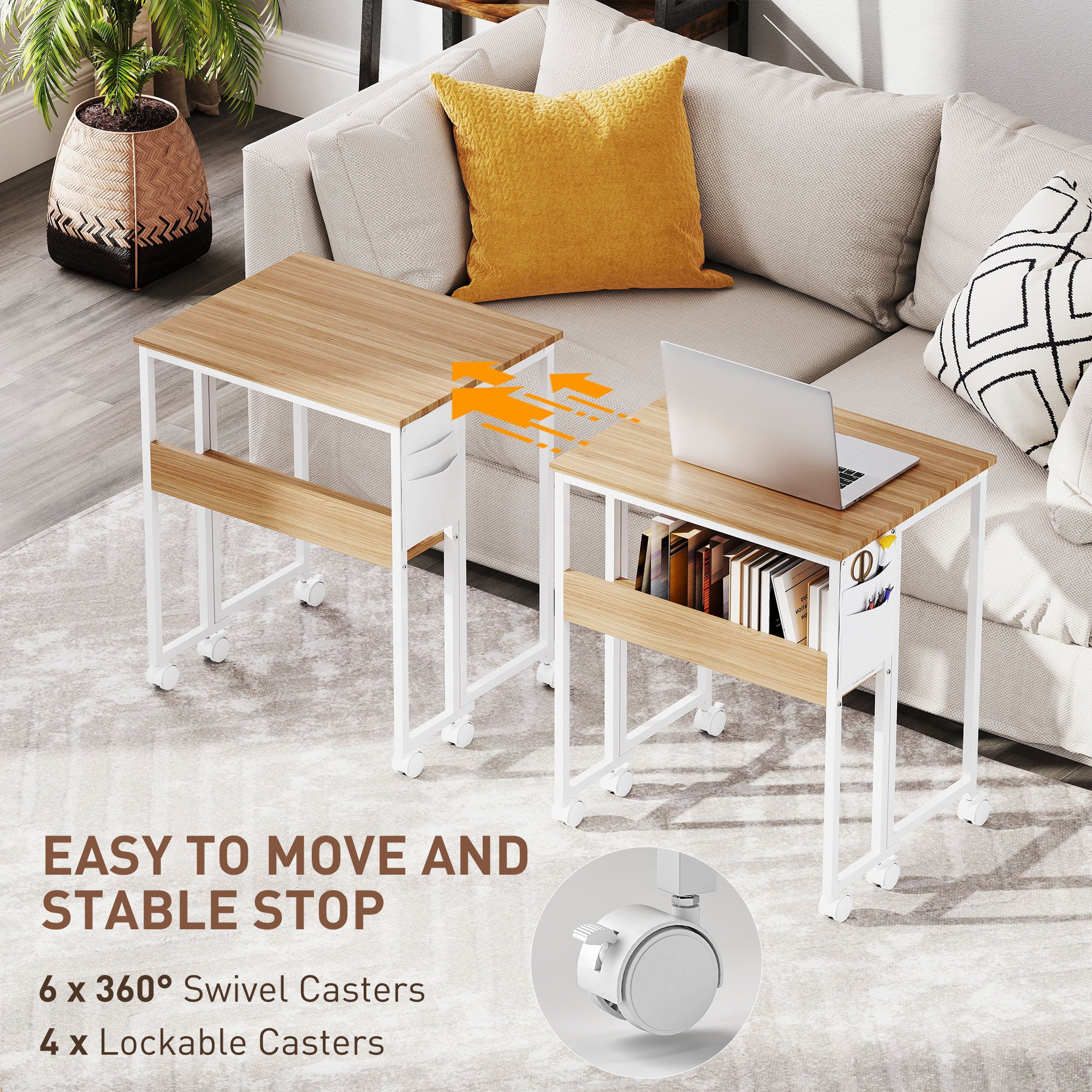 HOMCOM 63 cm Drop Leaf Writing Work Desk - Natural Wood Finish - North Peak Garden Furniture