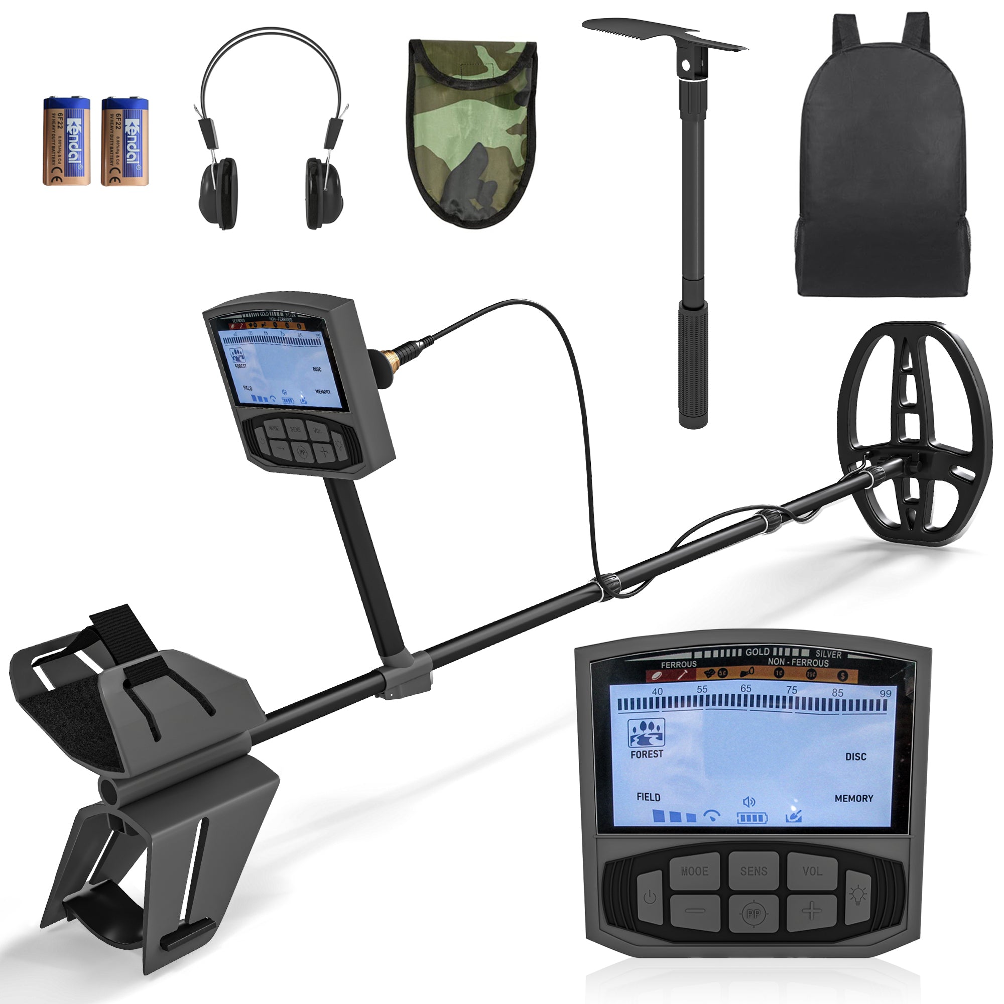 Outsunny Metal Detector for Adults and Beginners, Gold Detector with Higher Accuracy IP68 Waterproof Coil, 5 Professional Modes with Pinpoint & Memory Mode, Bigger Backlit LCD Display with DSP Chip - North Peak Garden Furniture