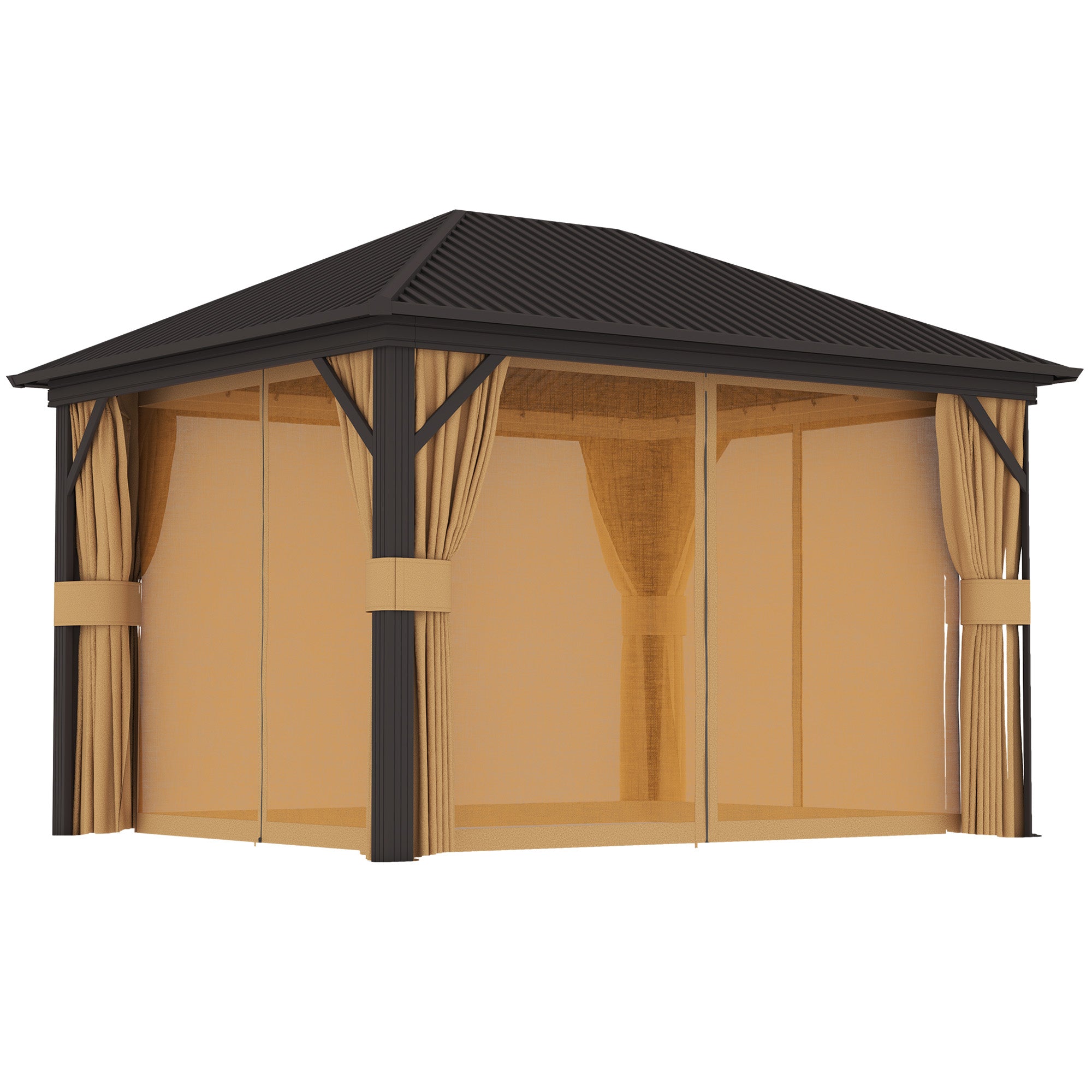 Outsunny 3.6 x 3(m) Aluminium Frame Hardtop Gazebo, with Accessories - North Peak Garden Furniture