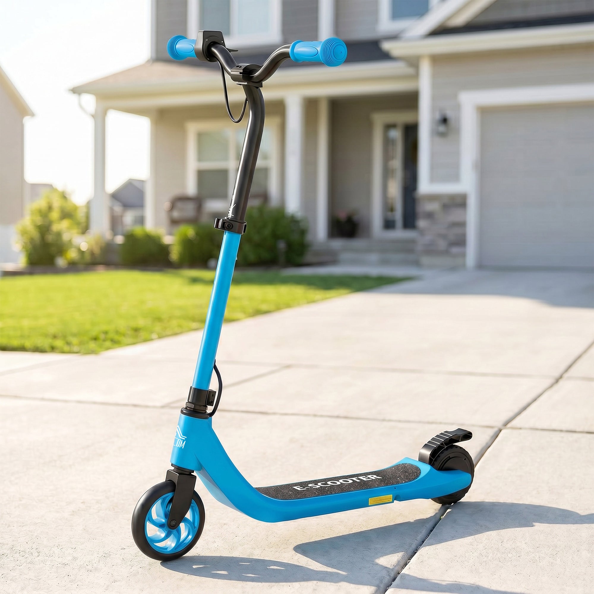 HOMCOM Electric Scooter, 120W Motor E-Scooter with Battery Display, Adjustable Height, Rear Brake for Ages 6+ Years - Blue