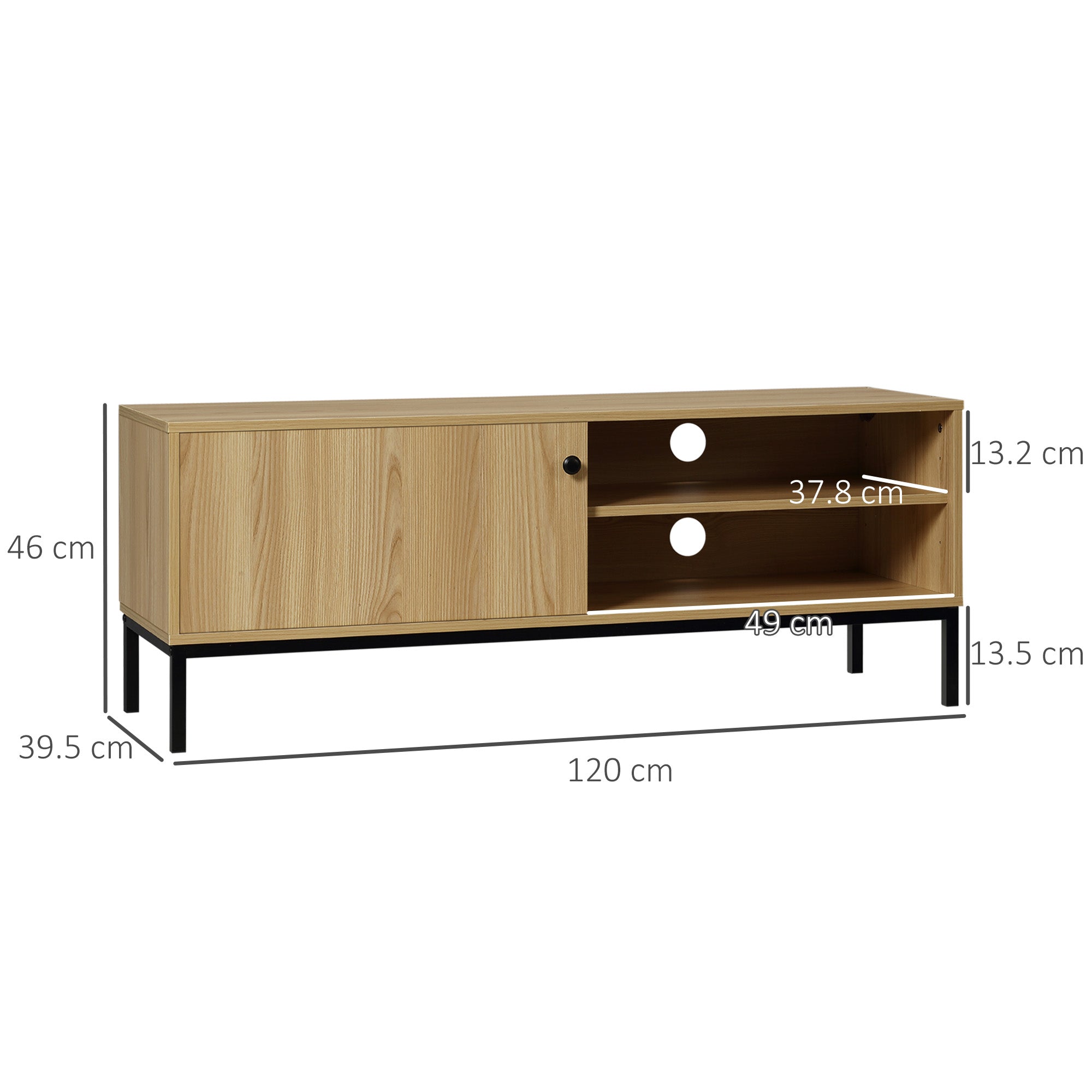 HOMCOM 50" Screen TV Stand, with Sliding Door Storage - Wood-Effect