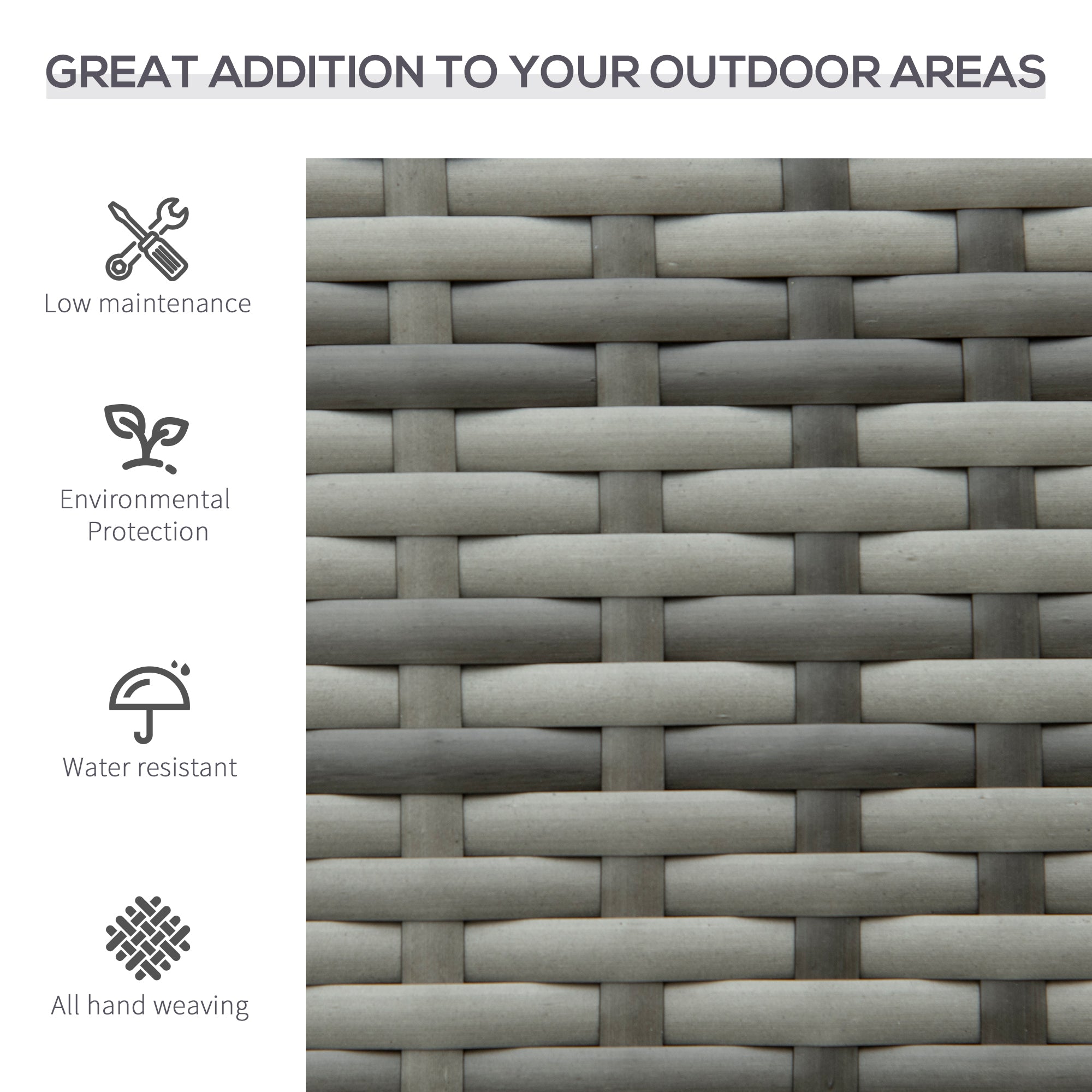 Outsunny Patio Rattan 2 Seater Garden Bench Wicker Weave Love Seater Armchair Furniture Outdoor Garden Conservatory Chair Grey - North Peak Garden Furniture