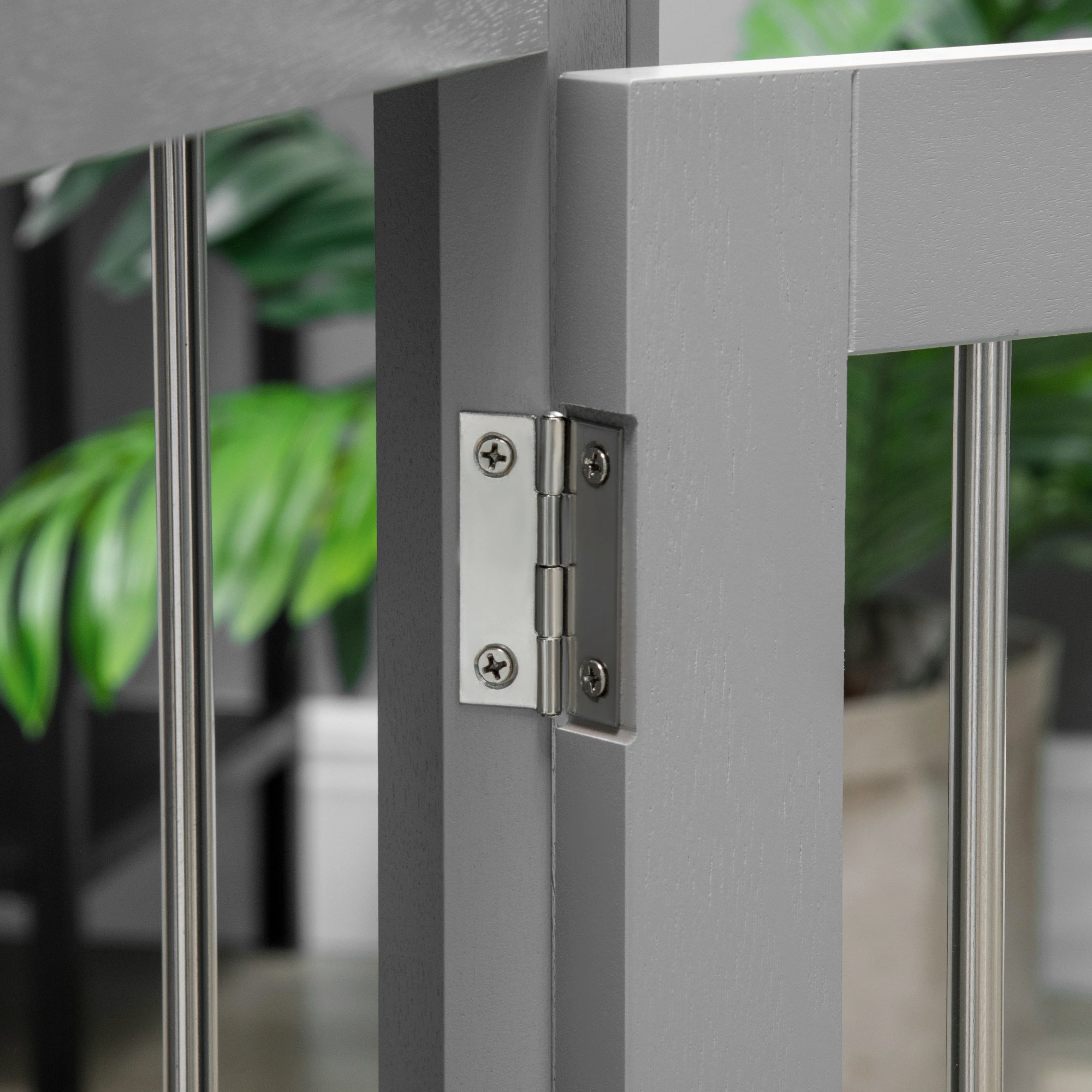 PawHut Dog Crate End Table Furniture Style Dog Cage w/ Three Doors, Locks and Latches - Grey - North Peak Garden Furniture