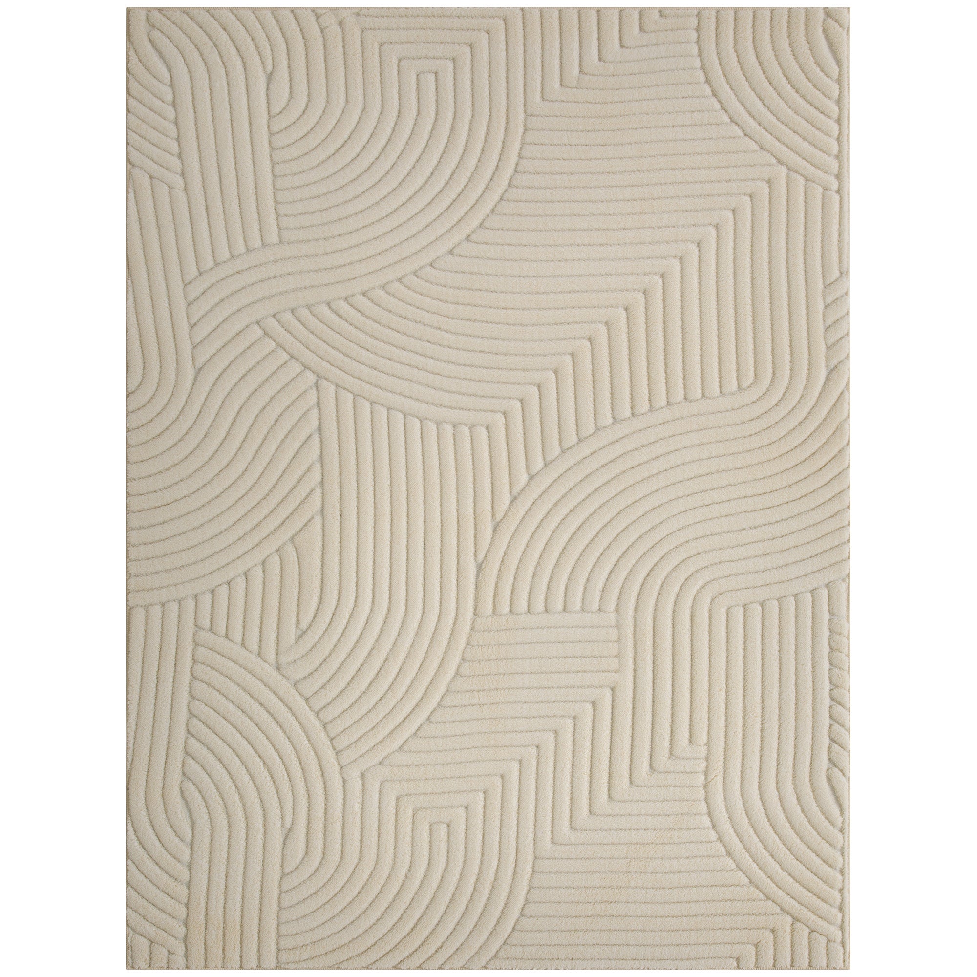 HOMCOM Modern Geometric Rug, Thick & Plush, Non-Slip, 160 x 120 cm – Cream, Living Room/Bedroom/Office