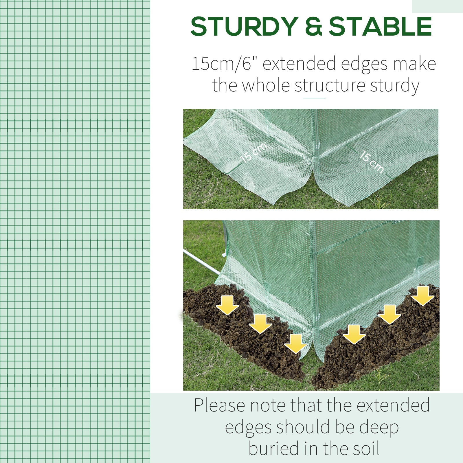 Outsunny 3 x 2 x 2m Greenhouse Replacement Cover ONLY Winter Garden Plant PE Cover for Tunnel Walk-in Greenhouse with Roll-up Windows Door Outdoor, Green - North Peak Garden Furniture