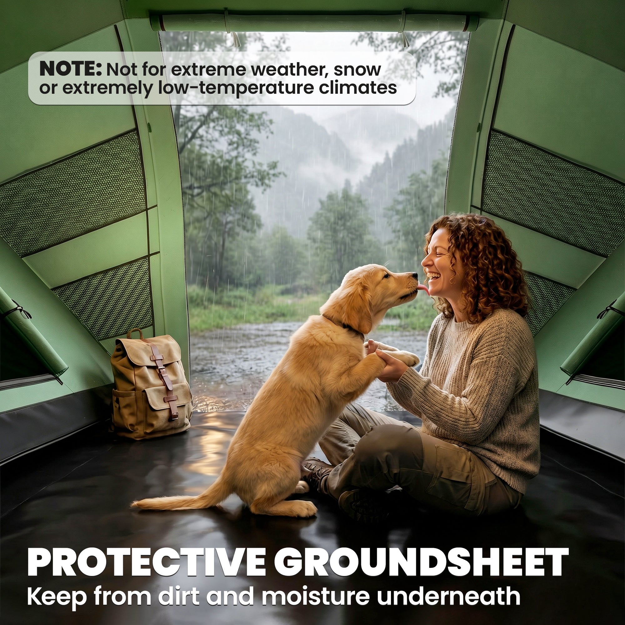 Outsunny 4-6 Man Camping Tent w/ Two Bedroom, Hiking Sun Shelter, UV Protection Tunnel Tent, Dark Green