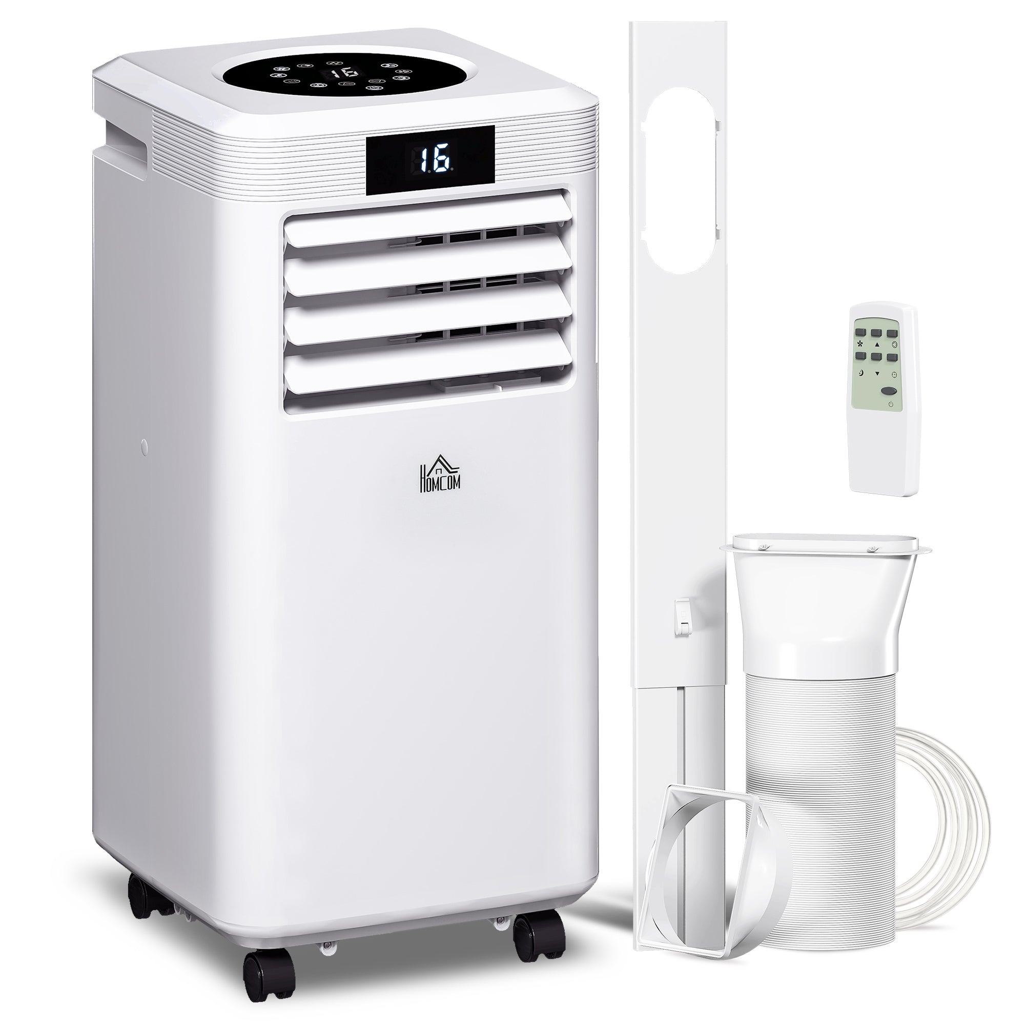 HOMCOM 10000 BTU Air Conditioning Unit, 3-in-1 Portable Air Conditioner, Dehumidifier, Cooling Fan with Remote Control, Digital Display, 2 Speeds, 24H Timer, Window Venting Kit, 22m²