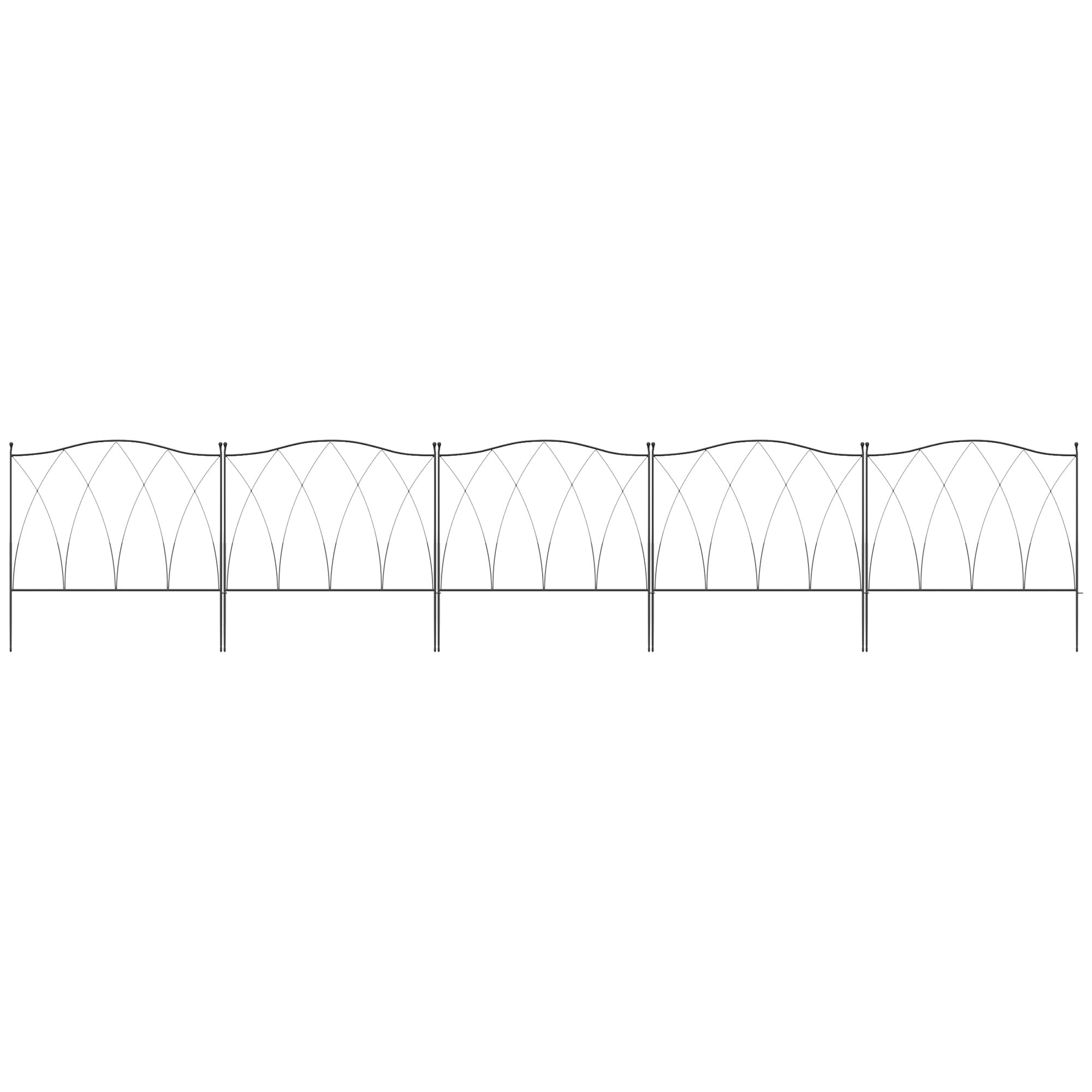 Outsunny Set of Five 61.5cm Decorative Metal Fence Panels - Black - North Peak Garden Furniture