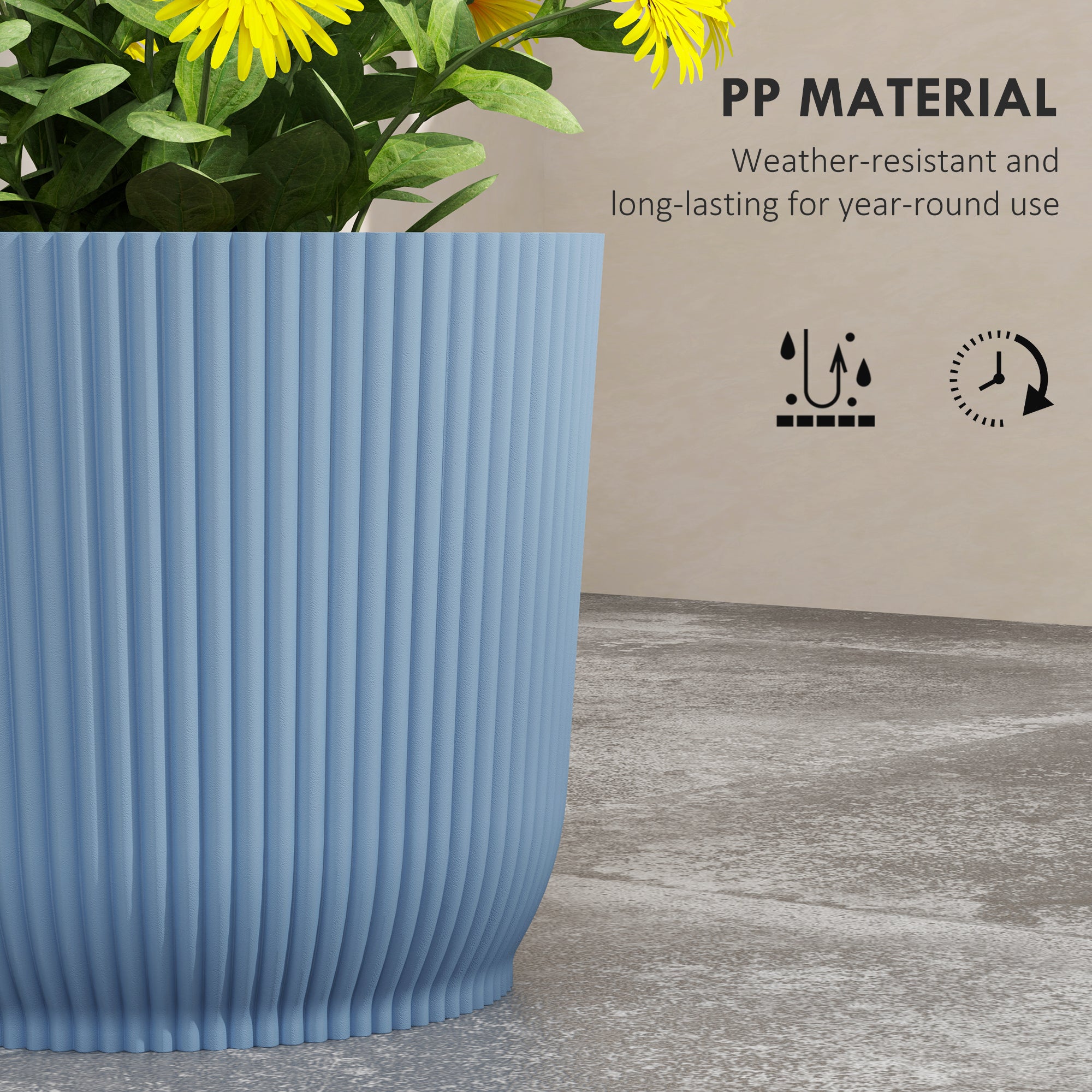 Outsunny Set of Three Ф22cm Planters - Blue - North Peak Garden Furniture