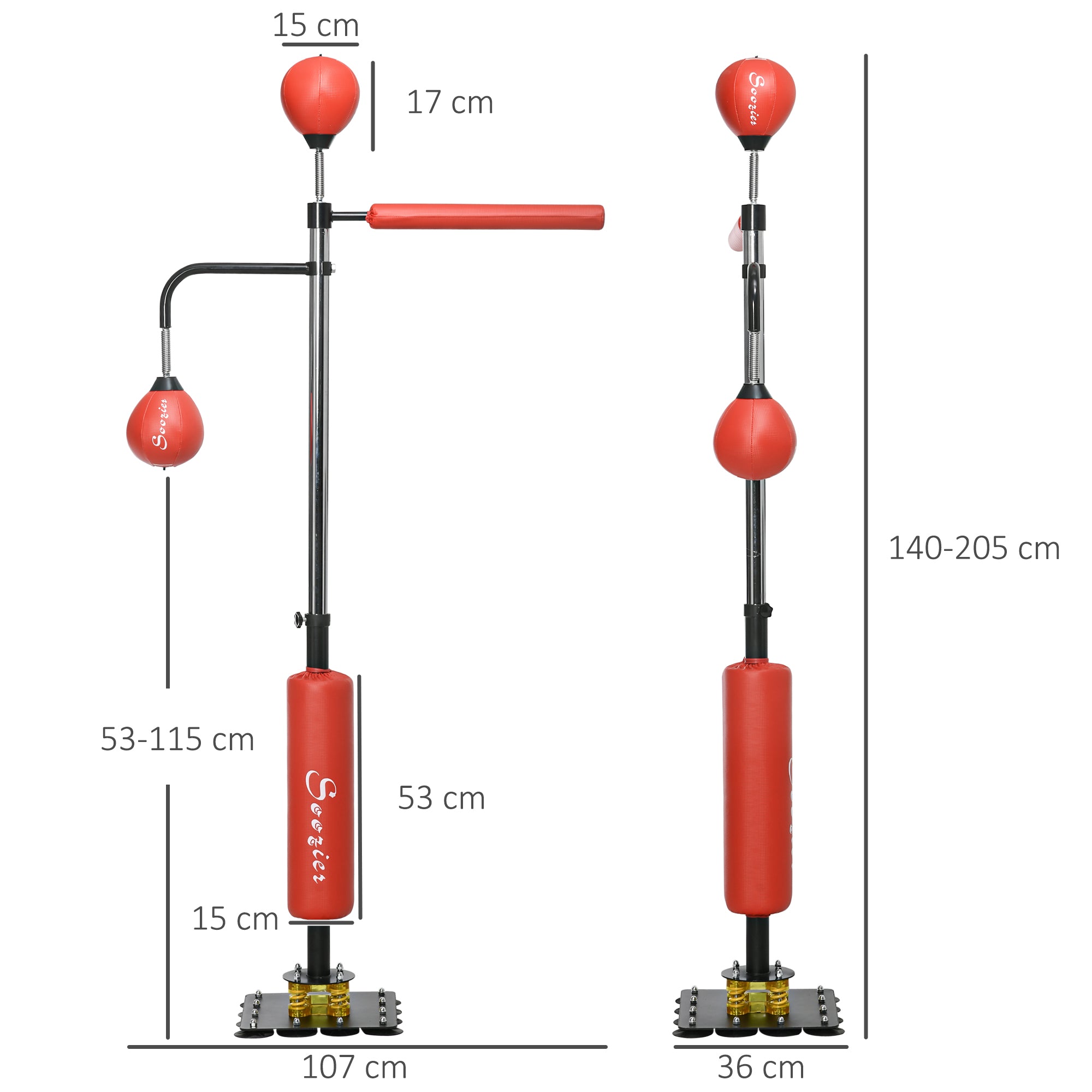 SPORTNOW Boxing Bag, Freestanding Punching Bag, with Reflex Bar, Speed Balls, Red - North Peak Garden Furniture