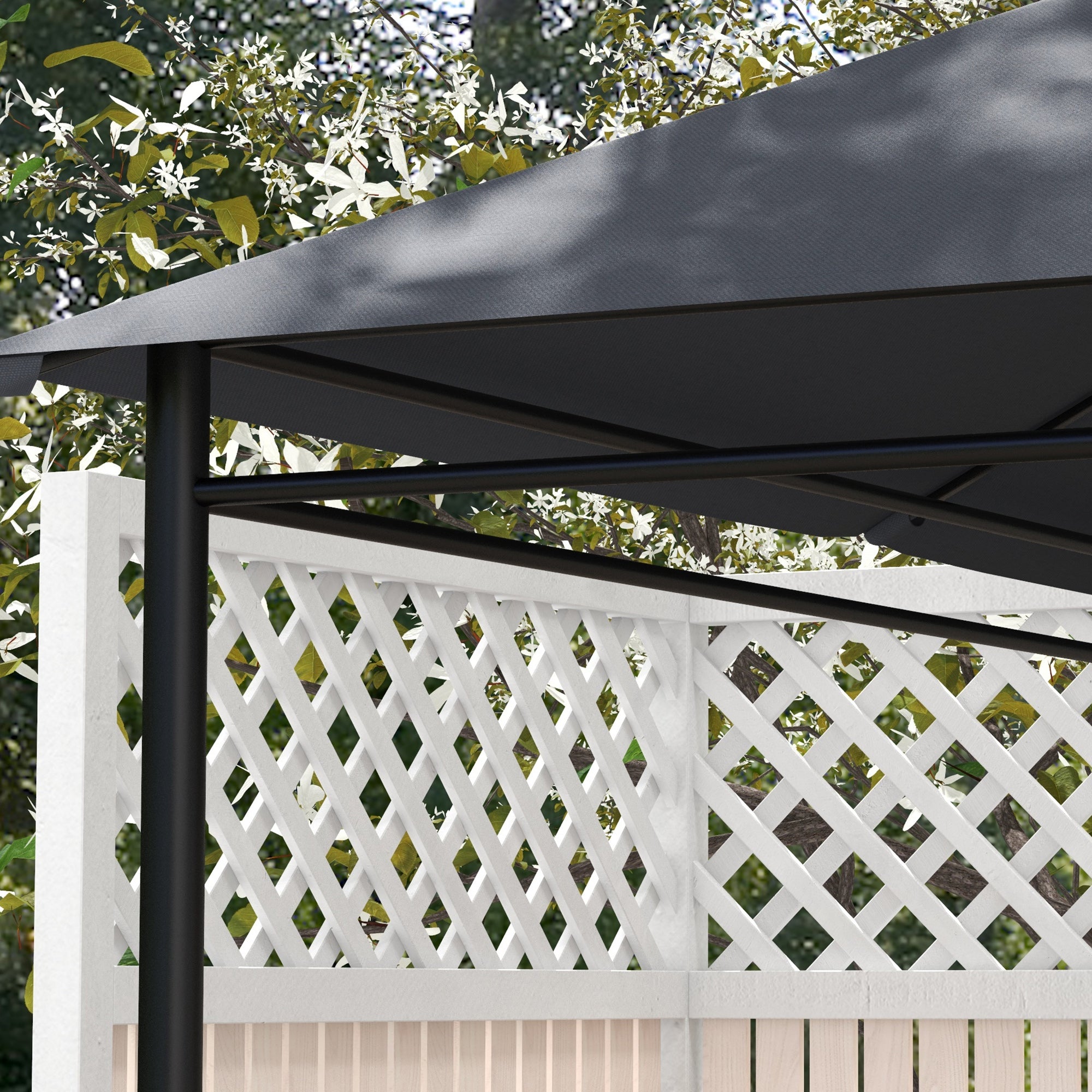 Outsunny 3 x 4m Gazebo Canopy Replacement Cover, Gazebo Roof Replacement (TOP COVER ONLY), Dark Grey - North Peak Garden Furniture