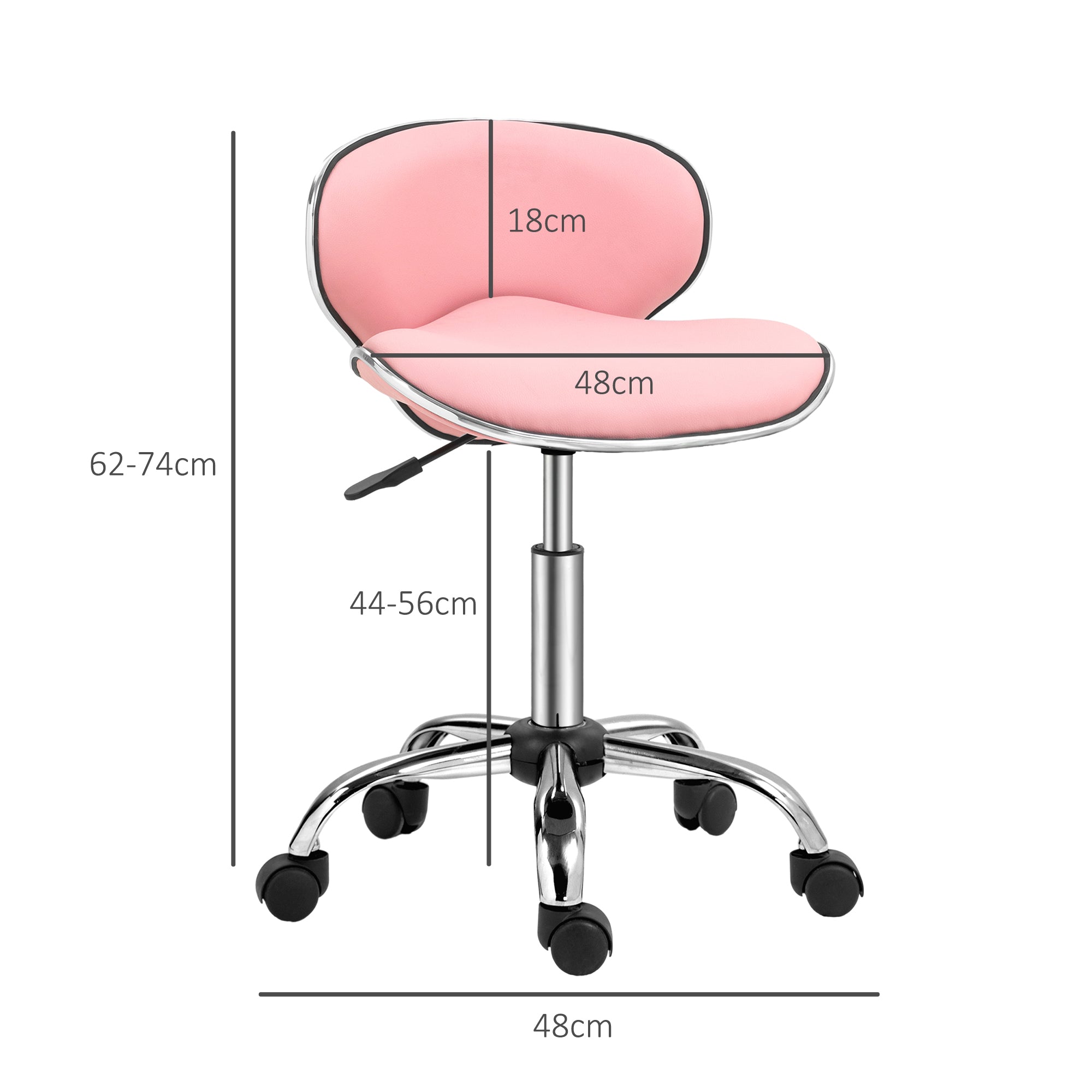 HOMCOM Adjustable Rolling Swivel Beauty Salon Chair, Stool for Spa, Pink - North Peak Garden Furniture
