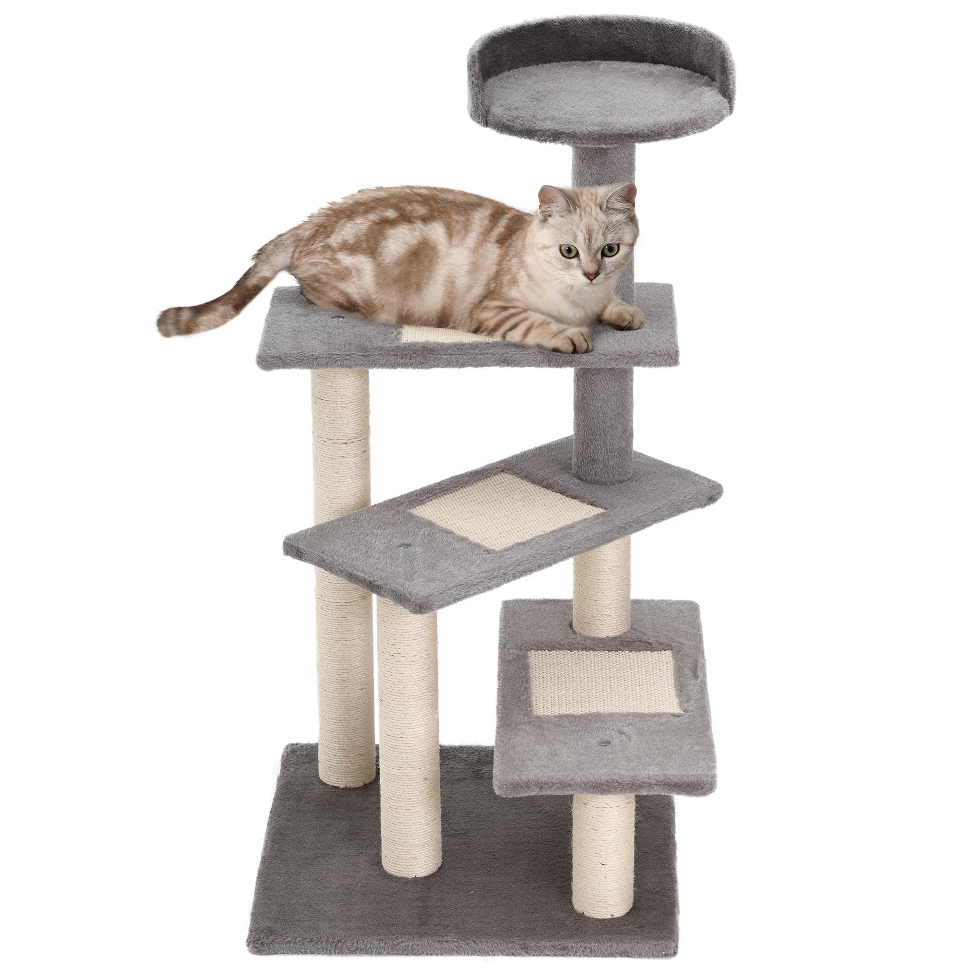 PawHut 100 cm Cat Tree for Indoor Cats Kitten Scratch Scratching Post Climbing Tower Activity Centre Grey - North Peak Garden Furniture