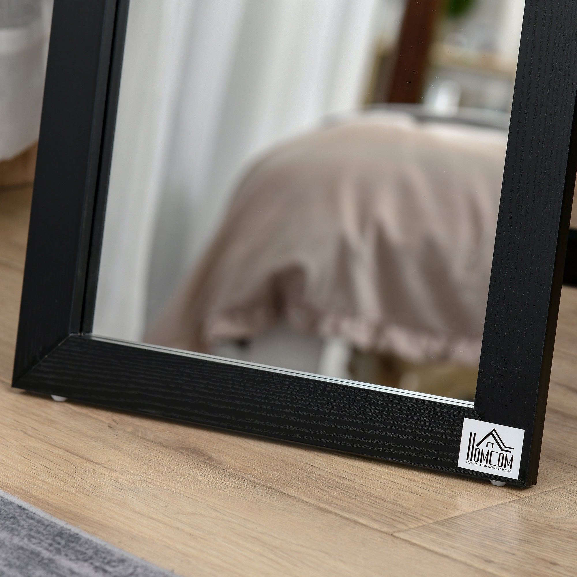 HOMCOM Full Length Mirror for Bedroom, Free Standing Dressing Mirror, Wall Mirror for Living Room, 37 x 154 cm, Black - North Peak Garden Furniture