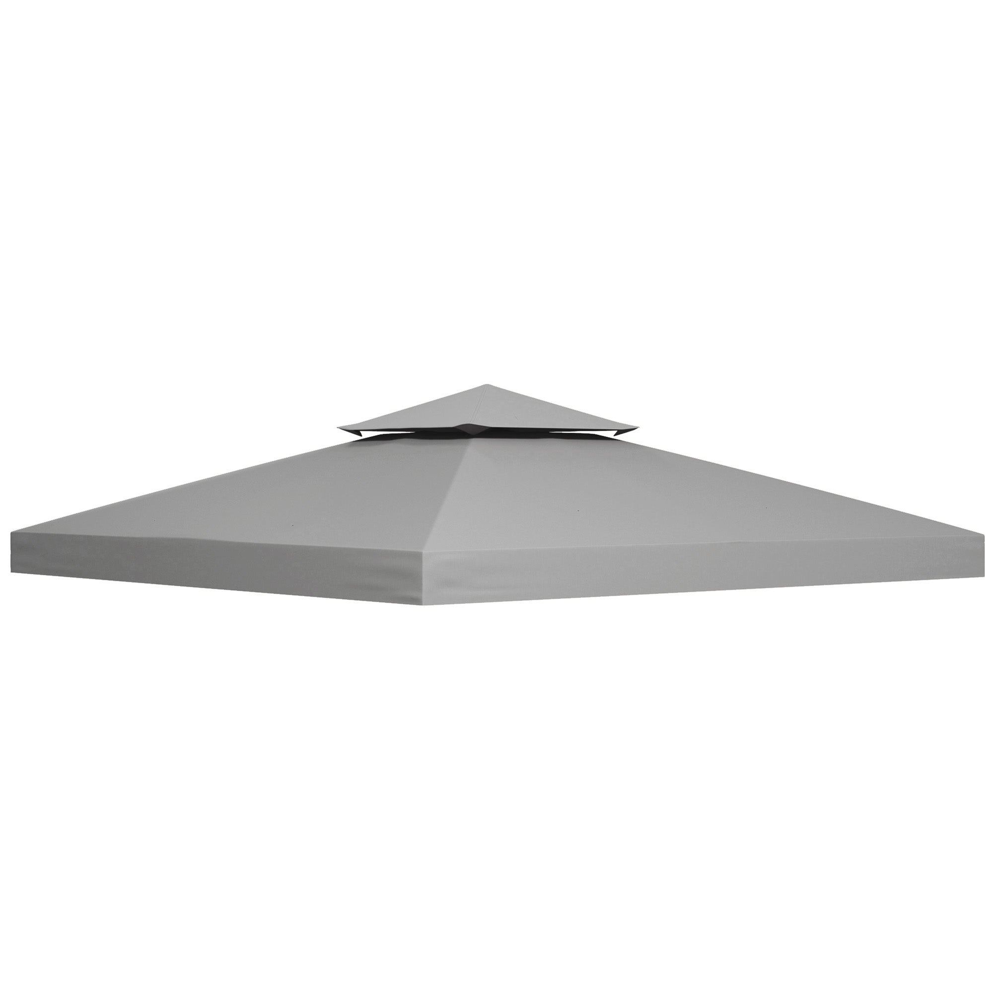 Outsunny 3(m) Gazebo Top Cover Double Tier Canopy Replacement Pavilion Roof Light Grey - North Peak Garden Furniture