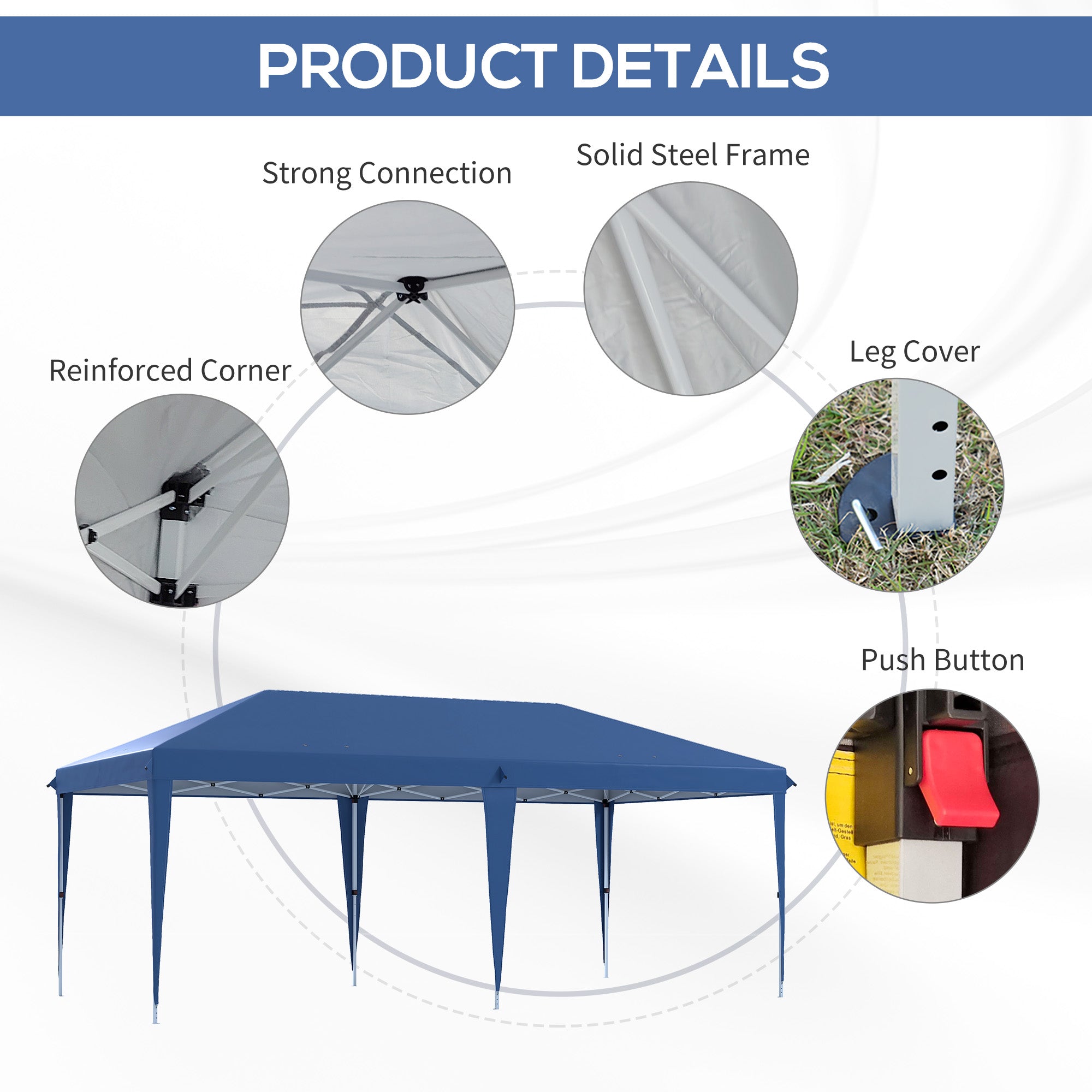 Outsunny 6 x 3(m) Garden Large Gazebo Canopy Waterproof Outdoor Party Tent Marquee - North Peak Garden Furniture