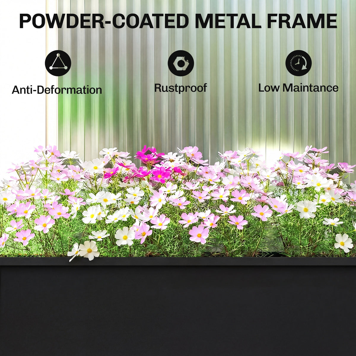 Outsunny Raised Planter, Metal Raised Garden Bed on Legs with Drainage Hole and Foot Covers, Black