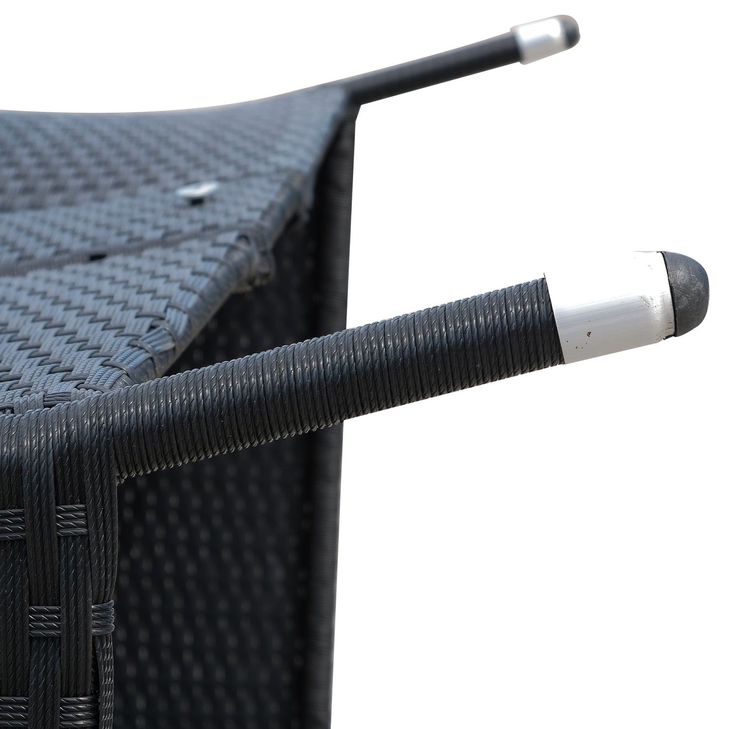 Outsunny 2 Seater Rattan Campanion Chair Wicker Loveseat Outdoor Patio Armchair with Drink Table Garden Furniture - Black - North Peak Garden Furniture