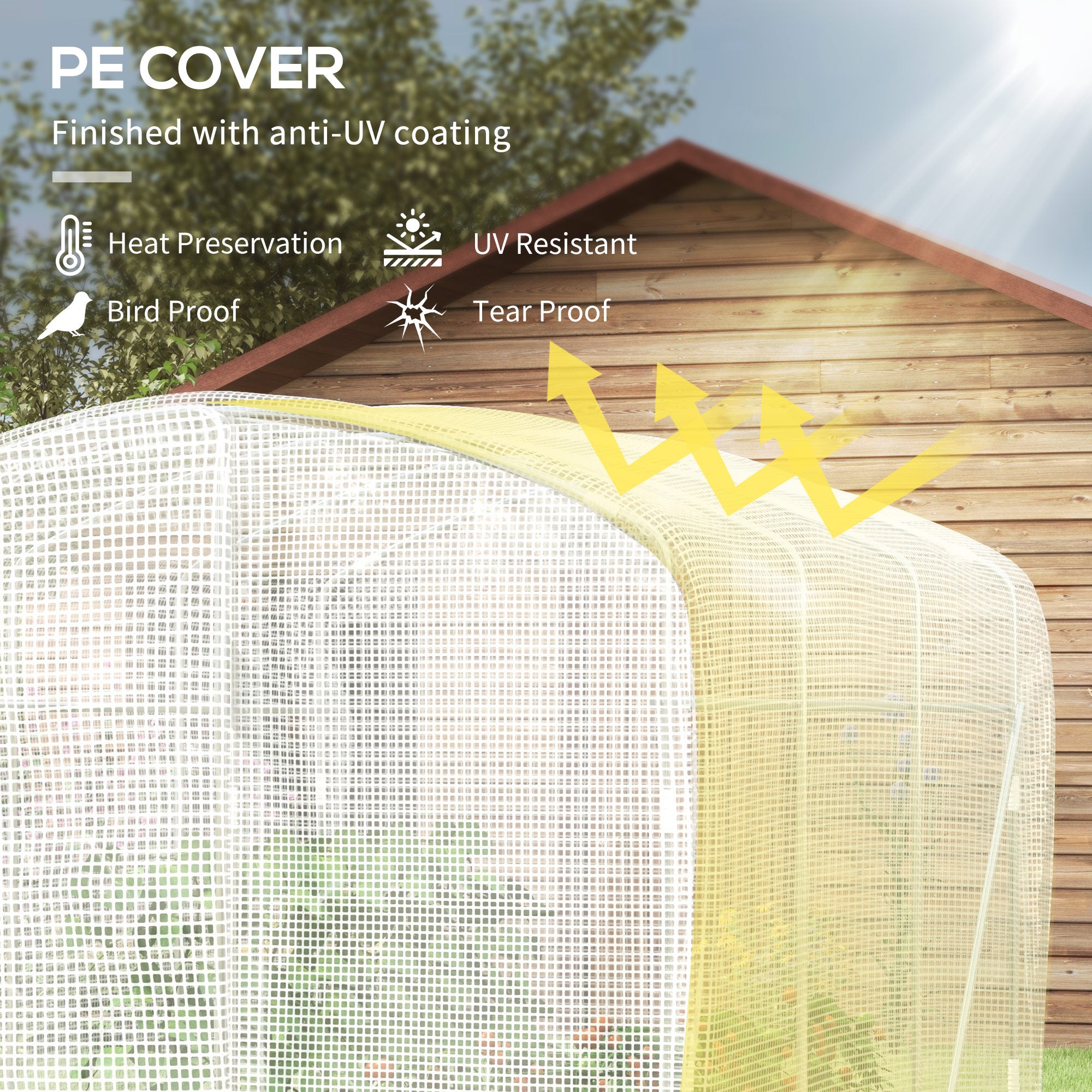 Outsunny Polytunnel Greenhouse Walk-in Grow House with UV-resistant PE Cover, Door and Galvanised Steel Frame, 2 x 2 x 2m, White - North Peak Garden Furniture
