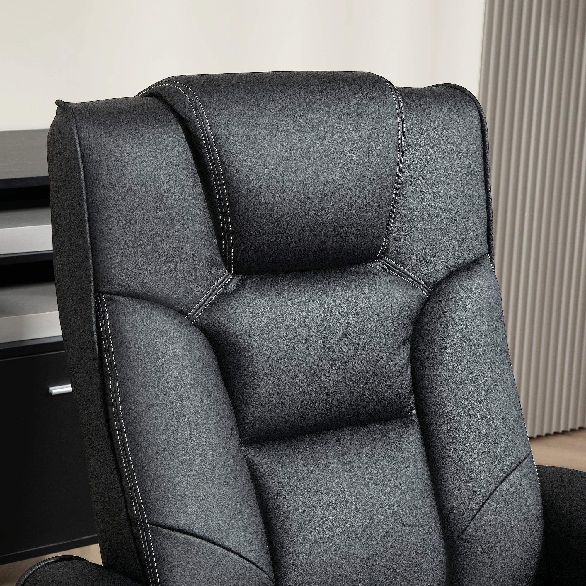 HOMCOM Faux Leather Manual Recliner and Footstool Set - Black - North Peak Garden Furniture