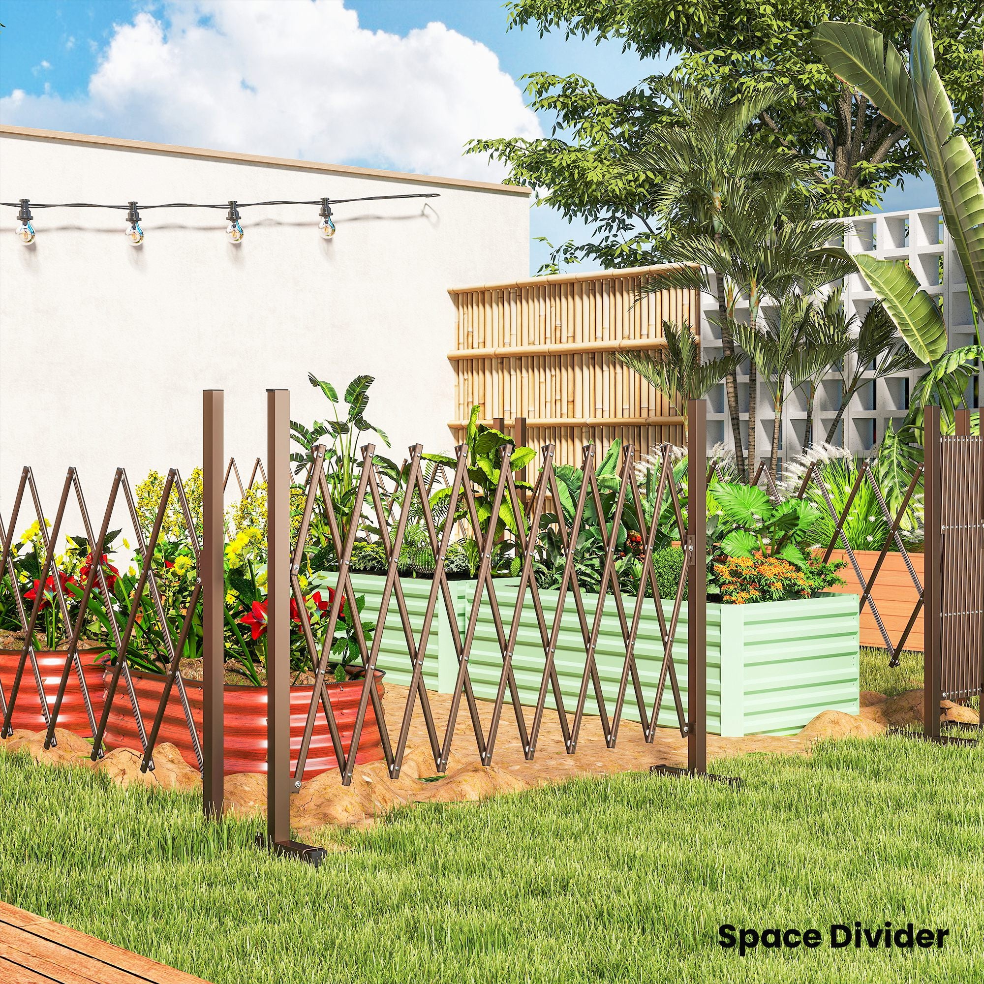 Outsunny Expanding Trellis Fence, Freestanding Movable Fence, Foldable Garden Screen Panel, 250 x 103.5 cm, Dark Brown