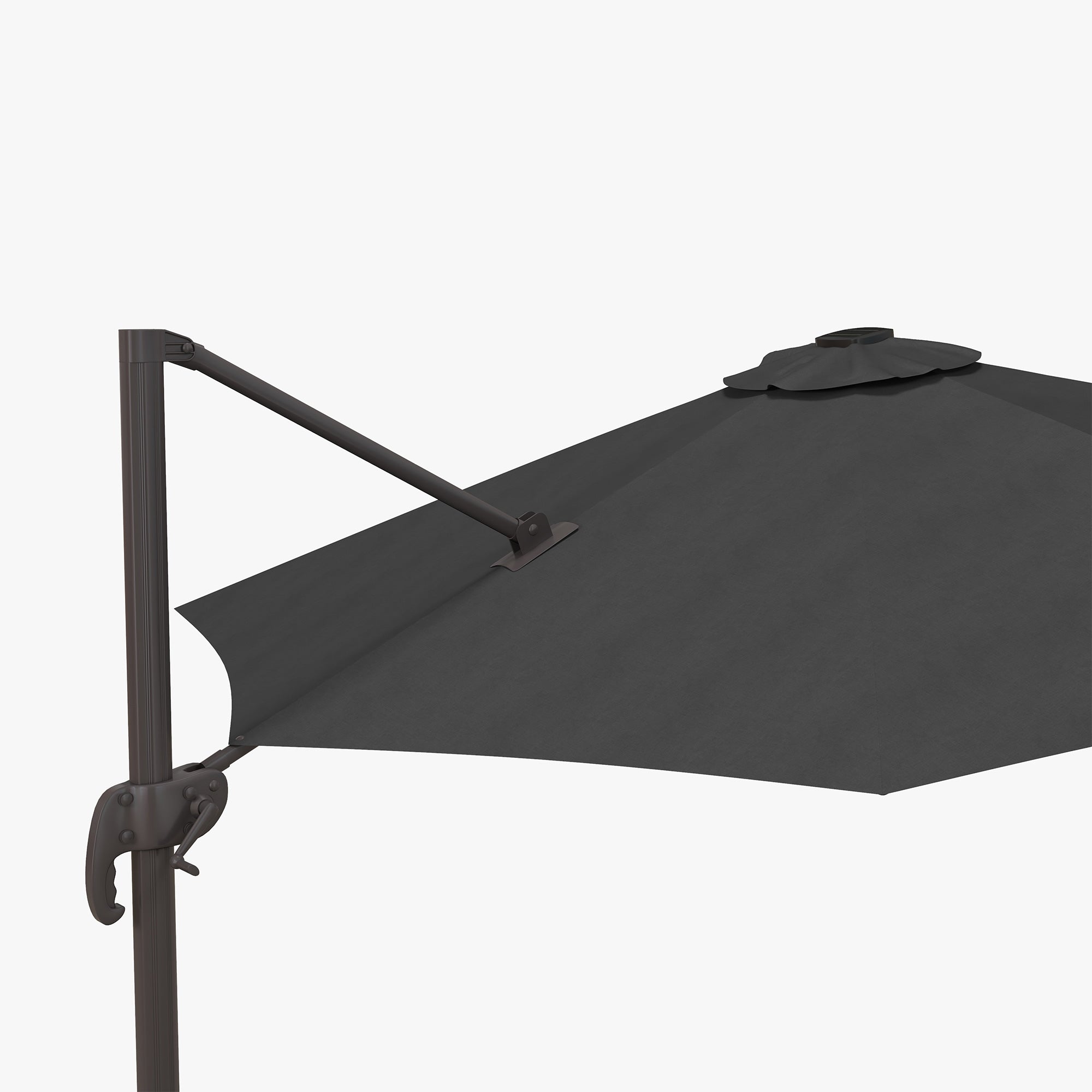 Outsunny Cantilever Parasol, with LED Lights and Cross Base - Dark Grey - North Peak Garden Furniture