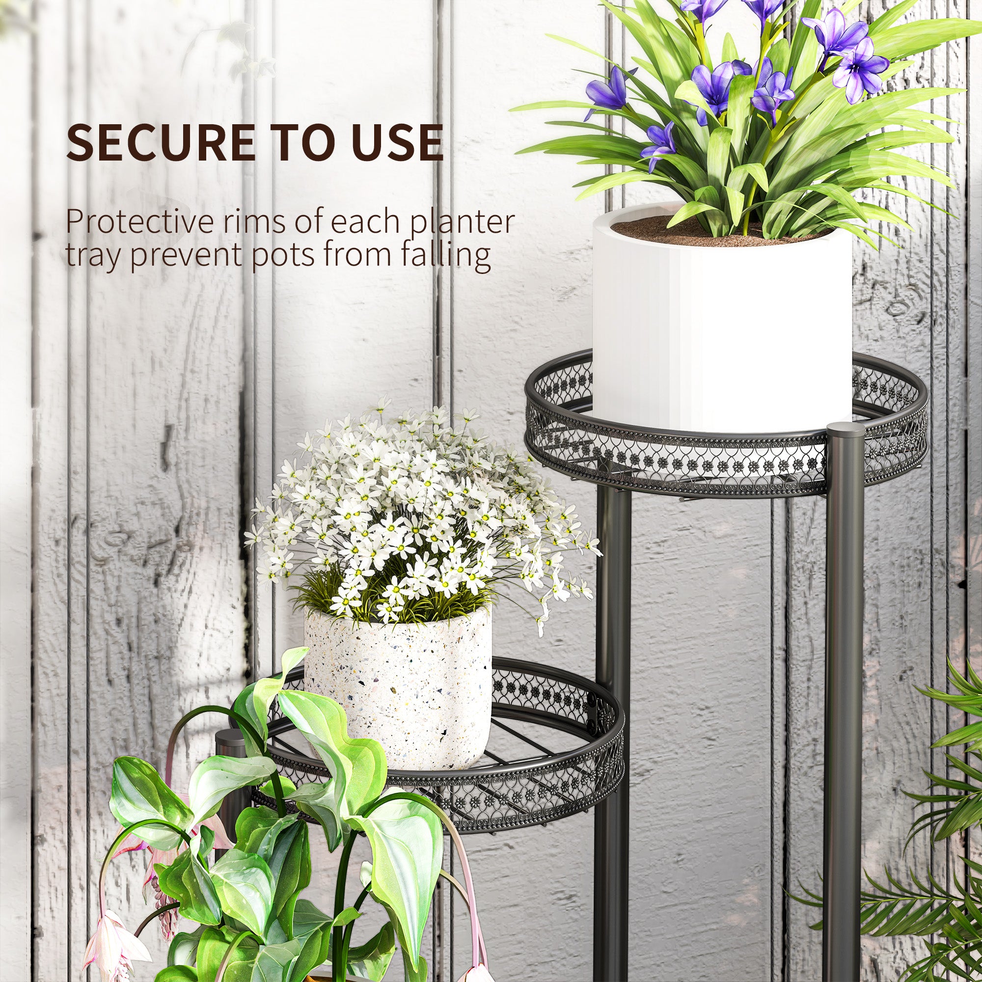Outsunny Four-Tier Steel Plant Stand - Black - North Peak Garden Furniture
