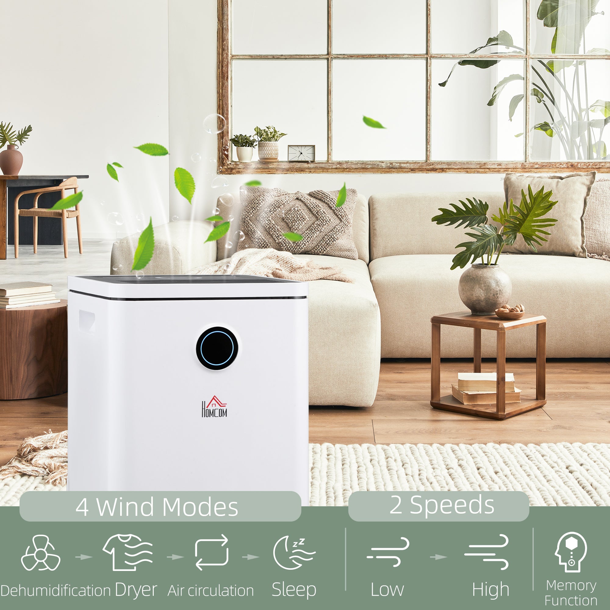 HOMCOM 10L/Day Dehumidifier with 2.5L Water Tank, Digital Display, Intelligent & Sleep Mode, 24H Timer, Laundry Clothes Drying, for Home and Large Room Basement - North Peak Garden Furniture