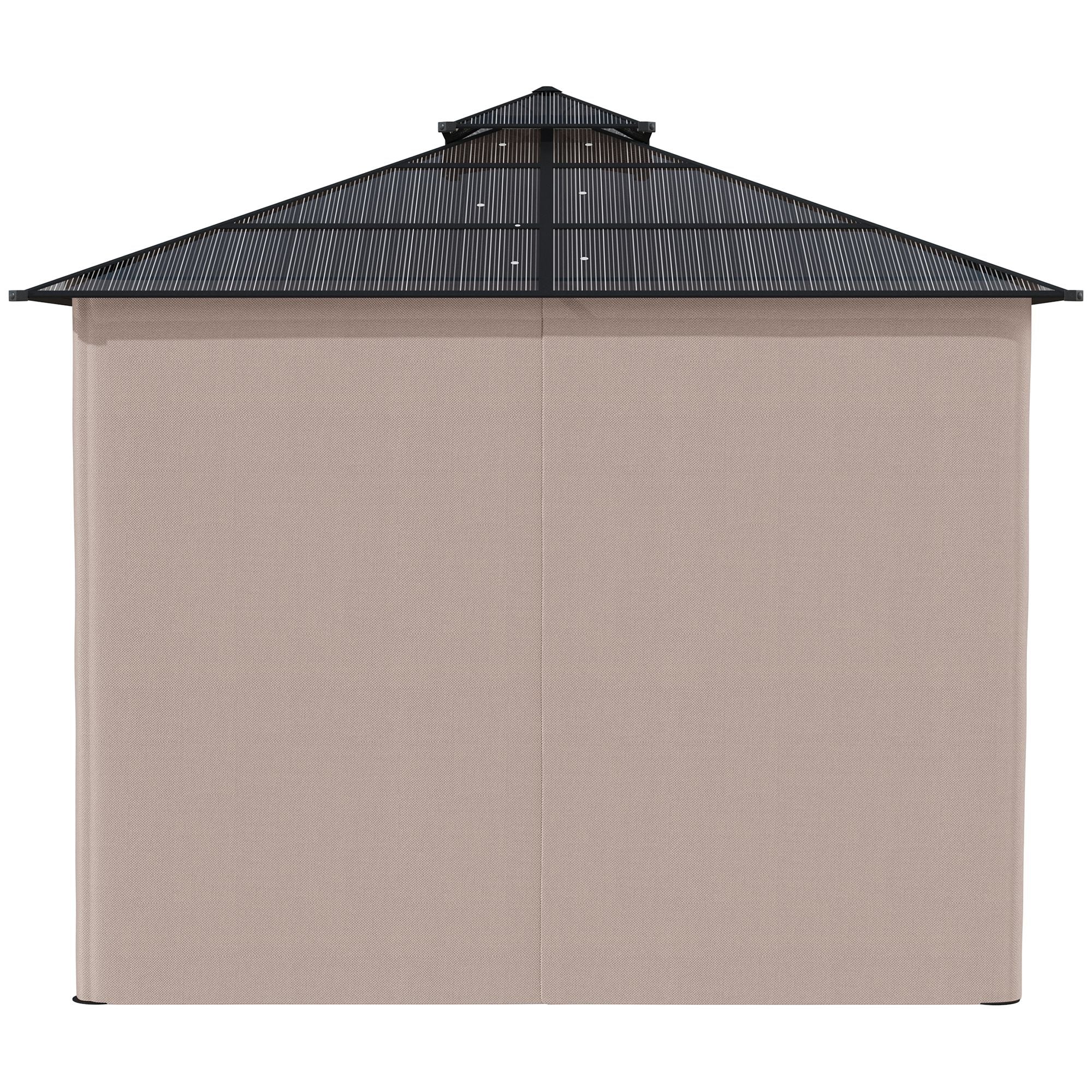 Outsunny 3 x 3 (m) Outdoor Polycarbonate Gazebo, Double Roof Hard Top Gazebo with Galvanised Steel Frame, Nettings & Curtains for Garden, Lawn, Patio and Deck - North Peak Garden Furniture