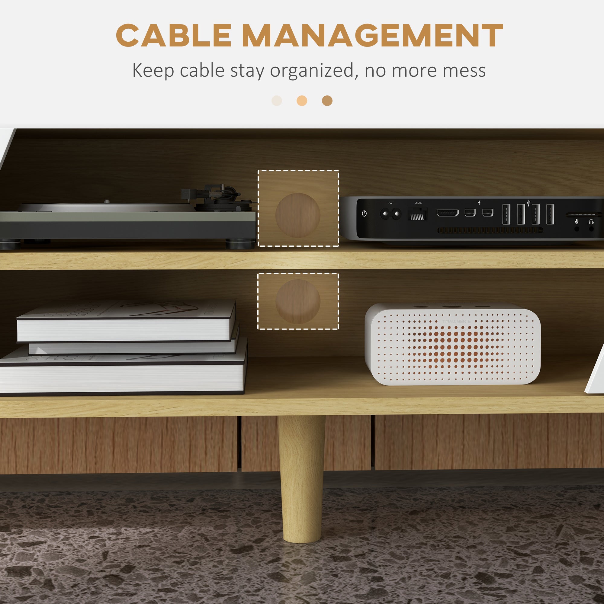 HOMCOM Scandinavian-Style TV Cabinet, with Storage - Wood-Effect/White - North Peak Garden Furniture