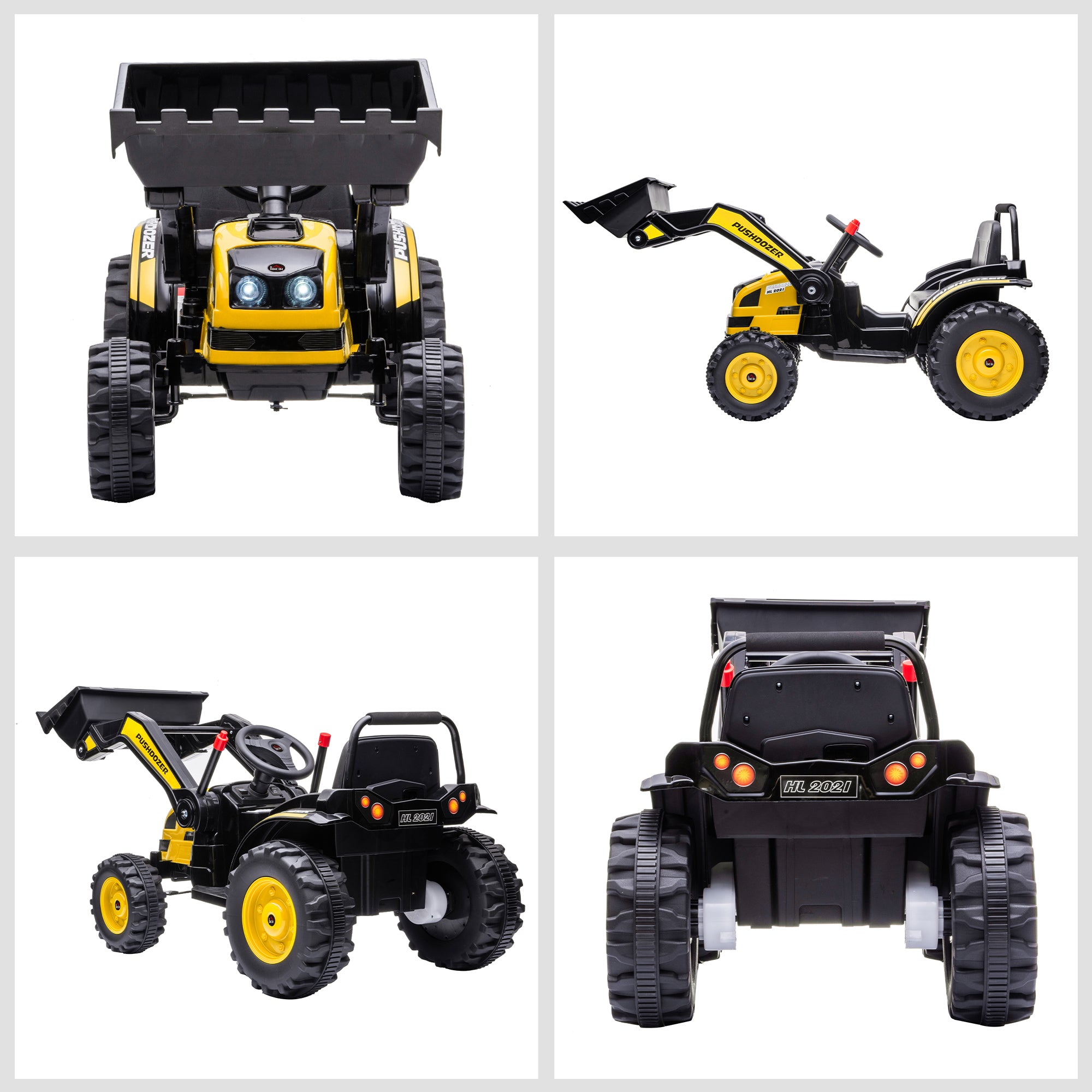 HOMCOM 6V Electric Kids Ride On Digger Excavator Construction Tractor Music Headlight for 3-5 years Yellow - North Peak Garden Furniture