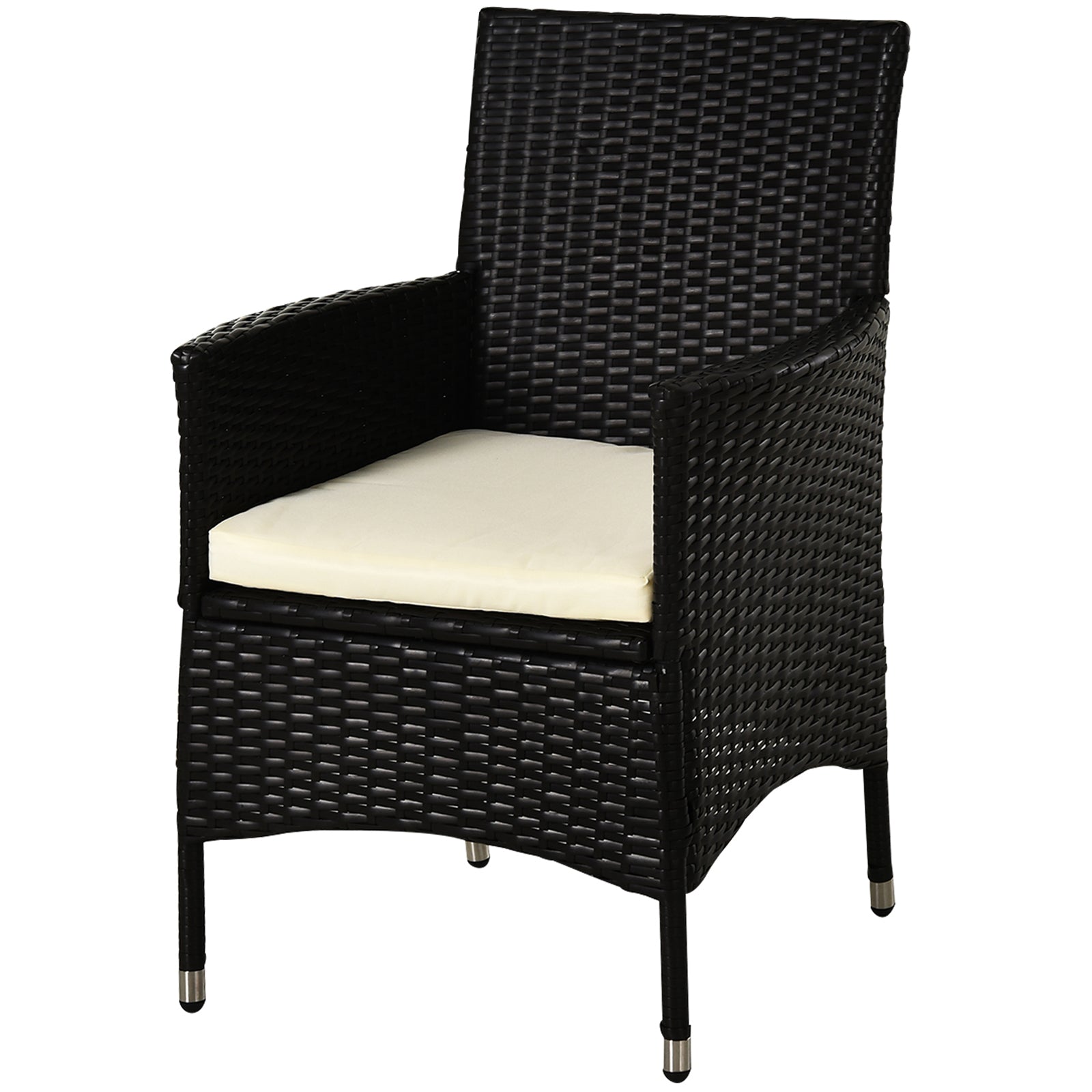 Outsunny Rattan Armchair Duo: Deep Coffee Garden Patio Seating with Cushions