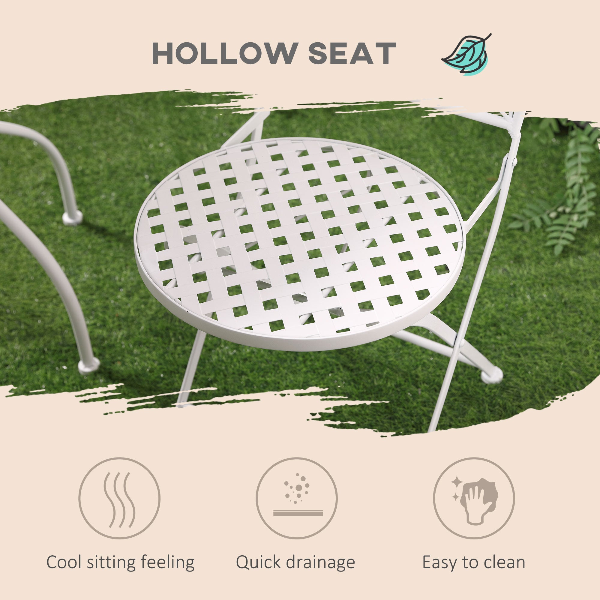 Outsunny Three-Piece Metal Bistro Set - White - North Peak Garden Furniture