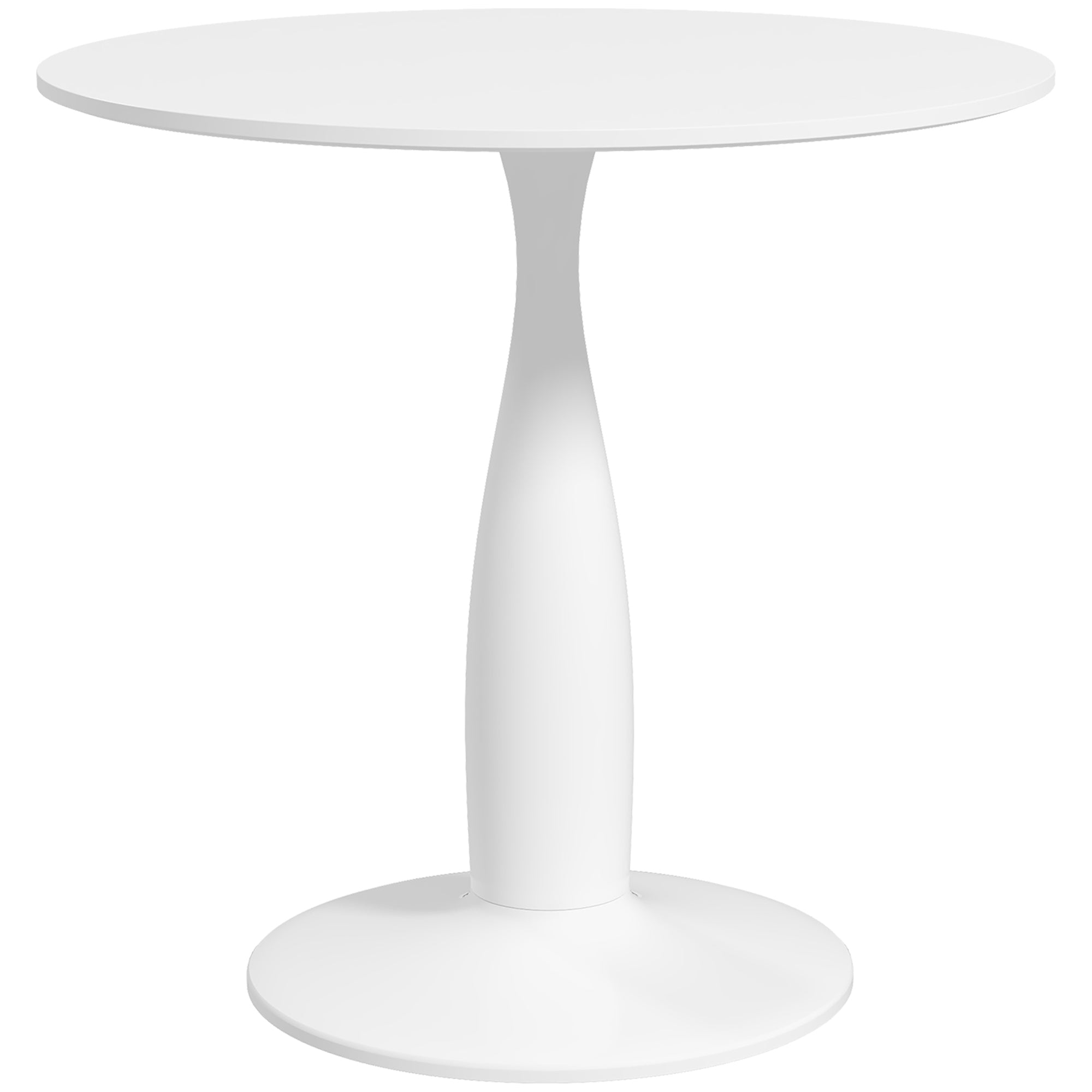 HOMCOM Round Dining Table, Modern Dining Room Table with Steel Base, Non-slip Foot Pad, Space Saving Small Dining Table - North Peak Garden Furniture