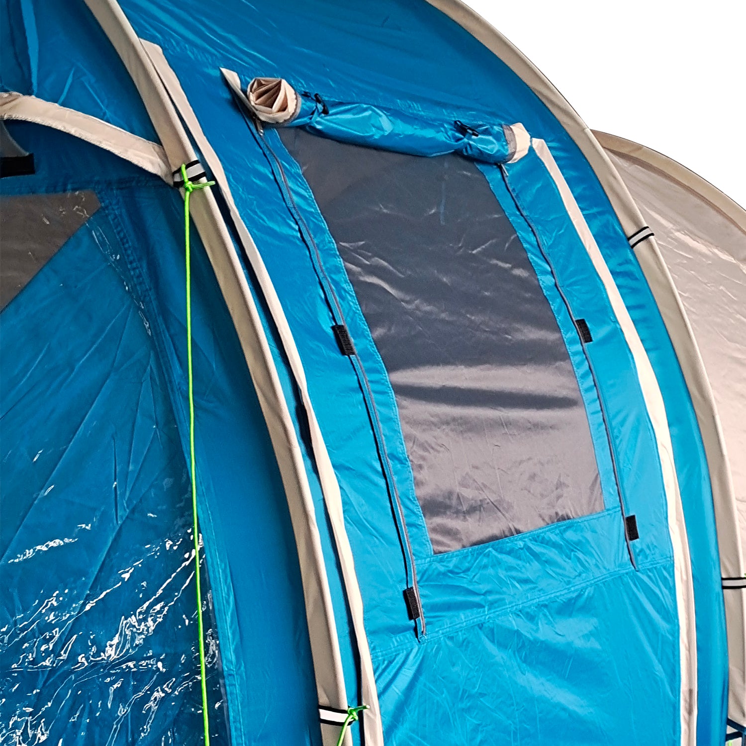 Outsunny 3-4 Man Tunnel Tent, Two Room Camping Tent with Windows and Covers, Portable Carry Bag, for Fishing, Hiking, Sports, Festival - Blue - North Peak Garden Furniture