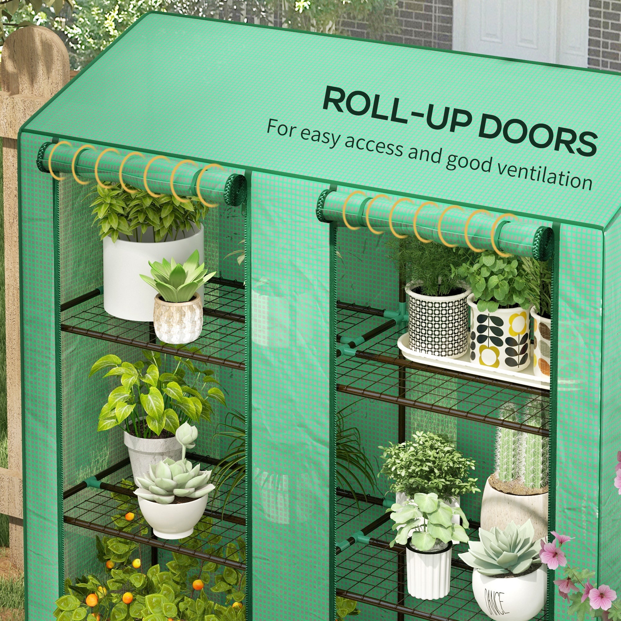 Outsunny 46 x 143cm Three-Shelf Mini Greenhouse - Green