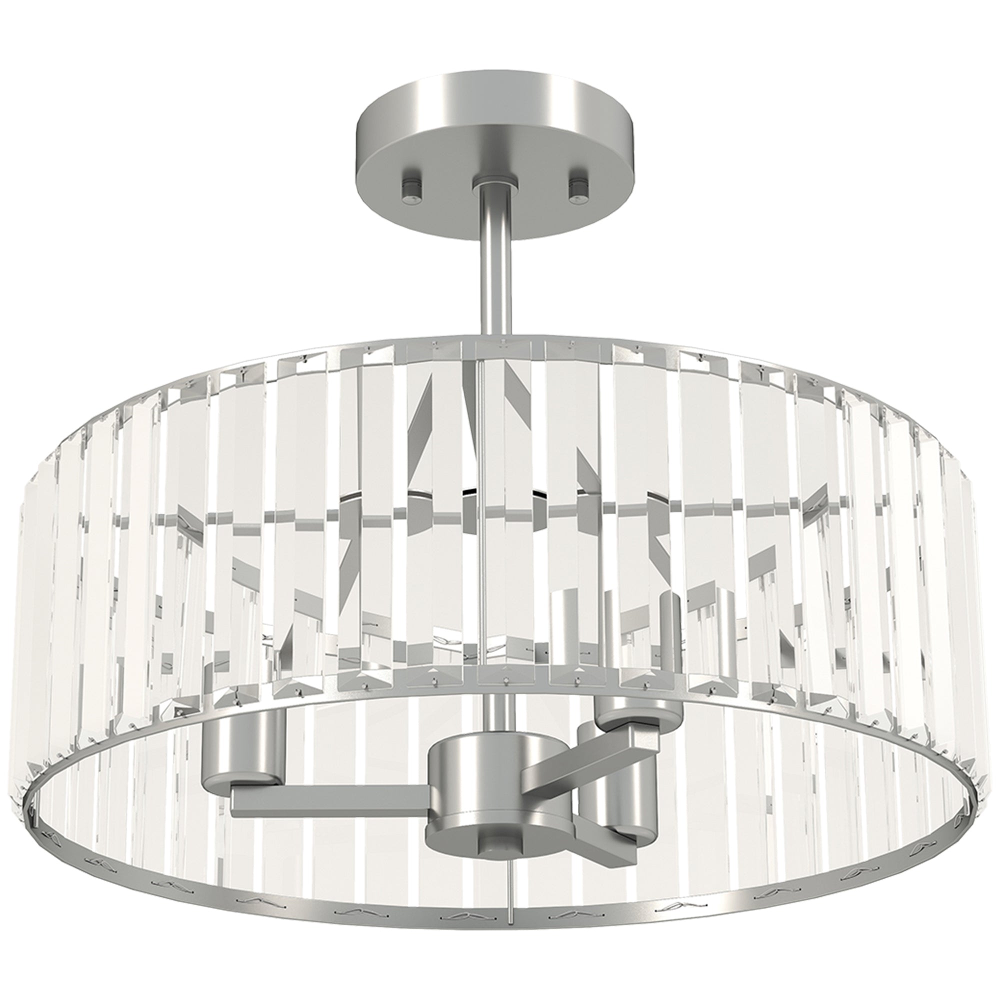 HOMCOM Crystal Ceiling Light Fixture, Semi Flush Mount Modern Crystal Chandelier Ceiling Light for Living Room, Bedroom, Hallway,  Dining Room, E14 Base 3-Lights, Silver Tone